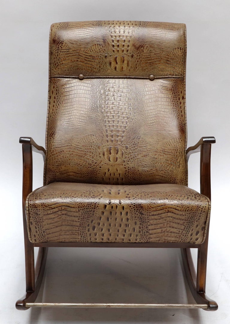 1960s Brazilian Rocking Chair In Crocodile Embossed Leather For 1960s Brazilian Rocking Chair In Crocodile Embossed Leather For 1