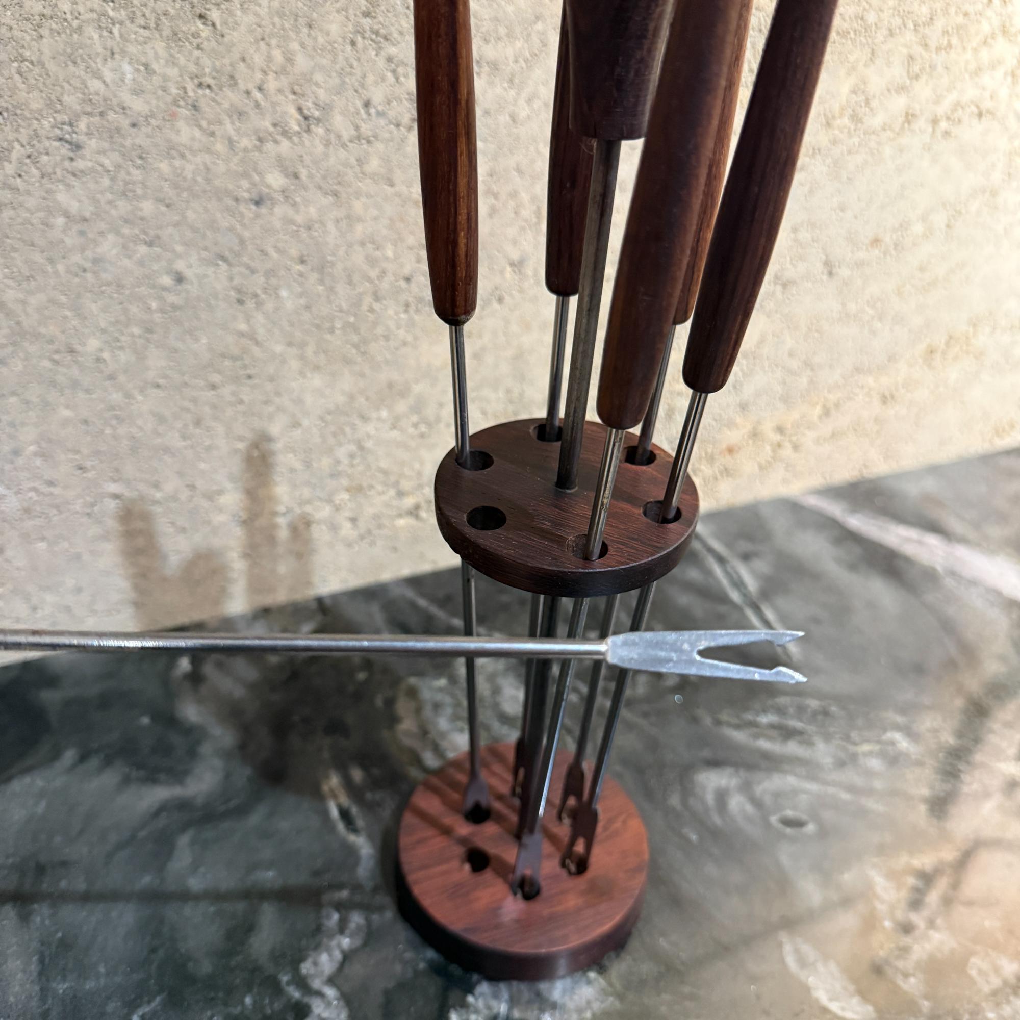 1960er Jahre brasilianischen Palisander Fondue-Gabel-Halter Set Mid-Century Modern im Angebot 4