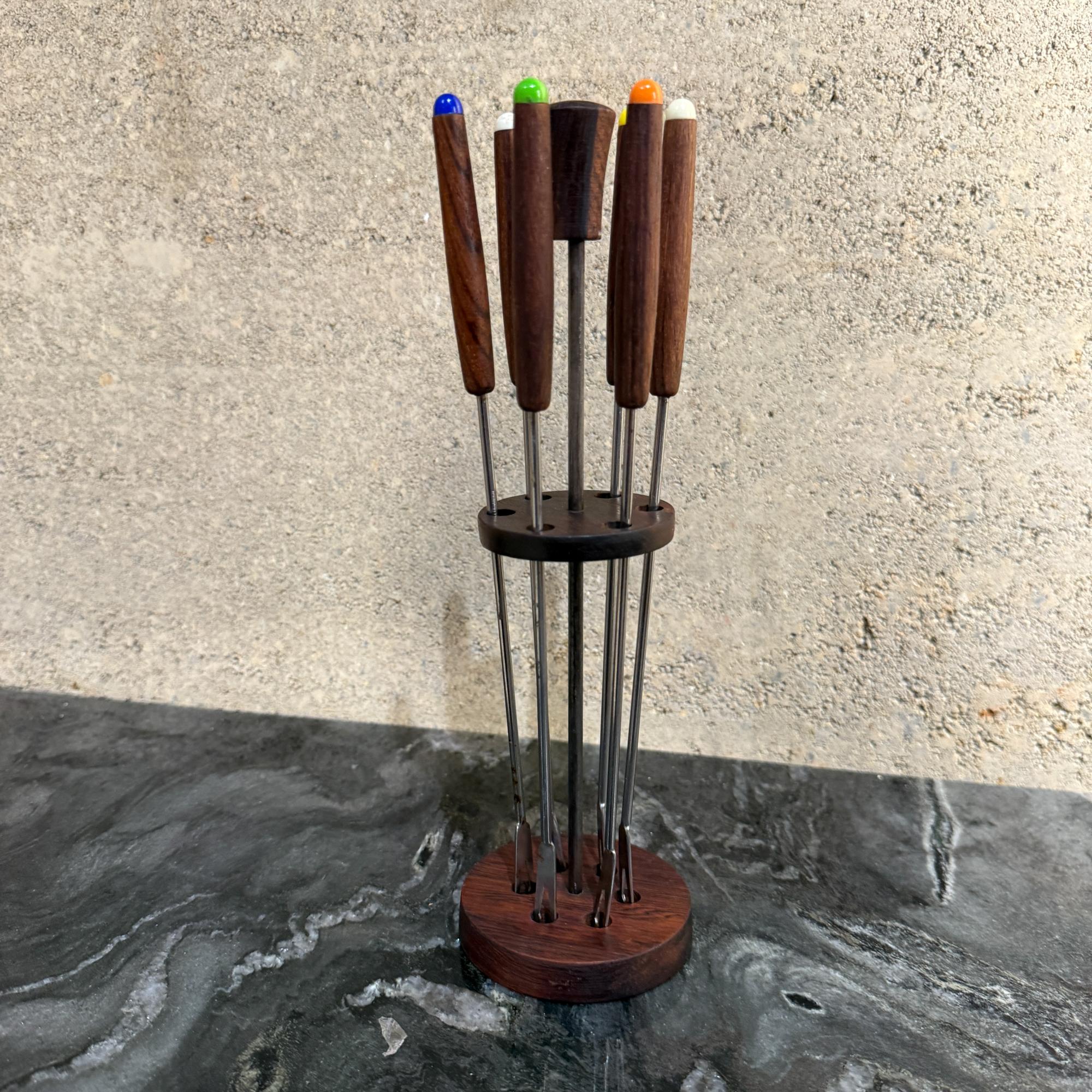 1960er Jahre brasilianischen Palisander Fondue-Gabel-Halter Set Mid-Century Modern (Mitte des 20. Jahrhunderts) im Angebot