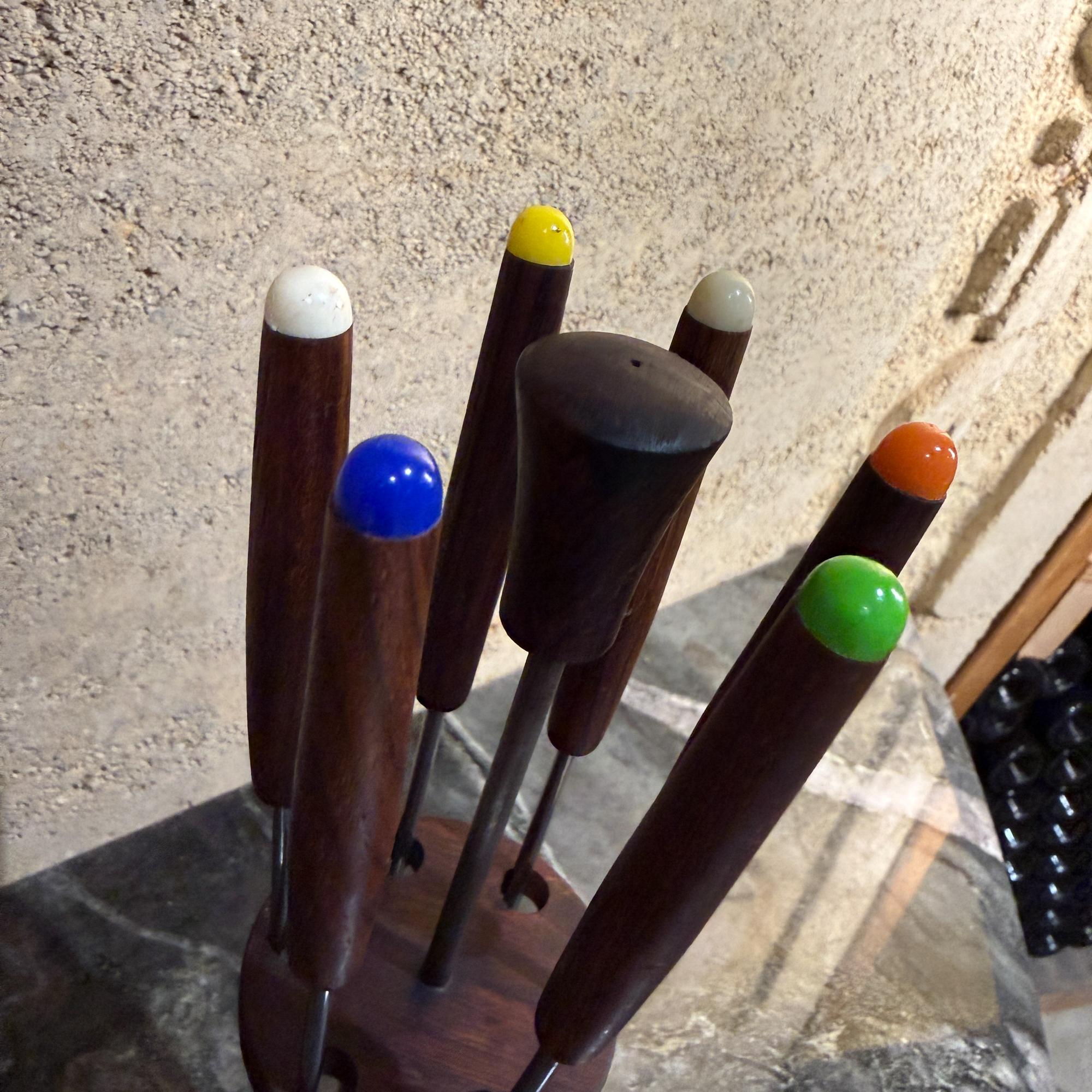 1960er Jahre brasilianischen Palisander Fondue-Gabel-Halter Set Mid-Century Modern im Angebot 2