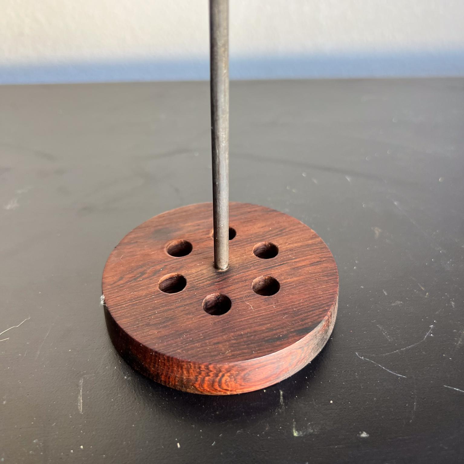 Iron 1960s Brazilian Rosewood Fondue Fork Holder For Sale