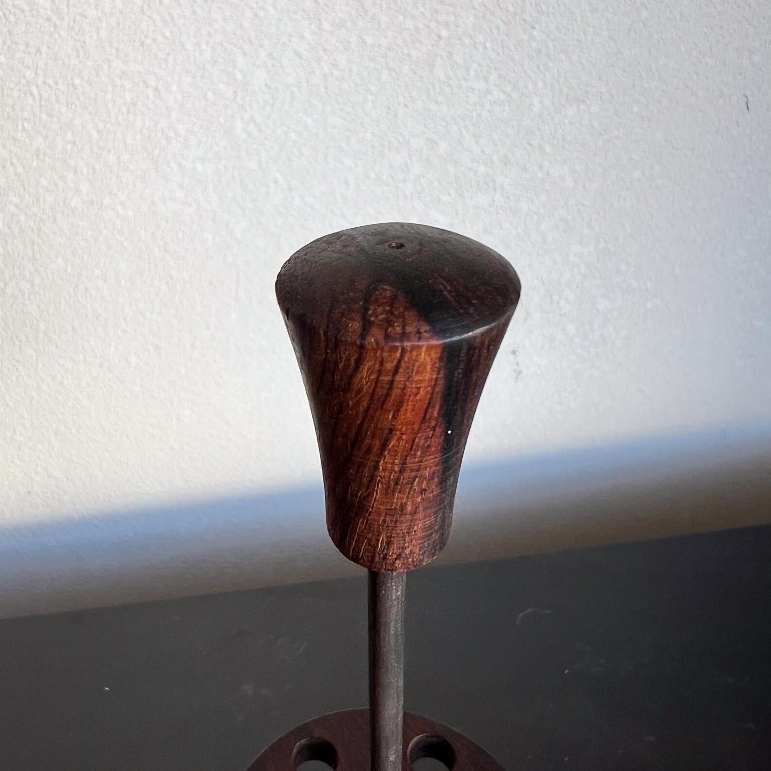 1960s Brazilian Rosewood Fondue Fork Holder For Sale 1