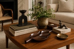 1960s Brazilian Rosewood Leaf-Form Serving Tray / Hand Carved Decorative piece