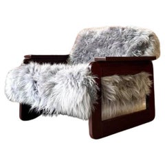 Vintage 1960’s Brazilian Wood and Icelandic Sheepskin MP185 Chair by Percival Lafer