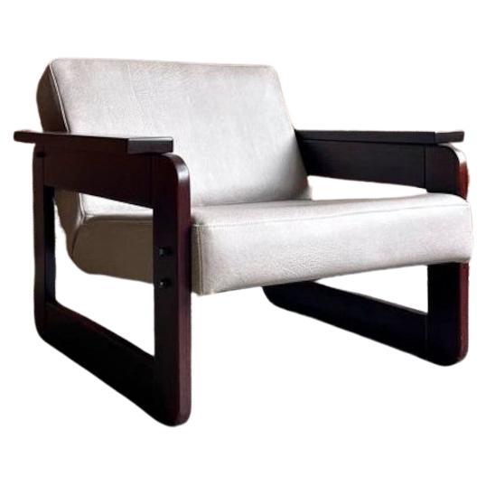 1960's Brazillian Wood and Leather MP185 Chair by Percival Lafer For Sale