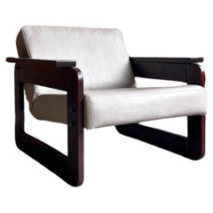 Used 1960's Brazillian Wood and Leather MP185 Chair by Percival Lafer