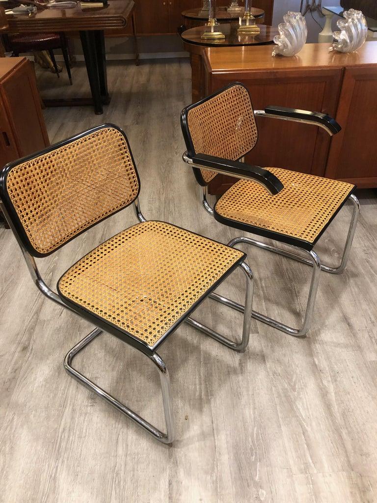 1960s Breuer for Gavina Cane Seat Tubular Steel Cesca 4 Chairs 2 Armchairs 7
