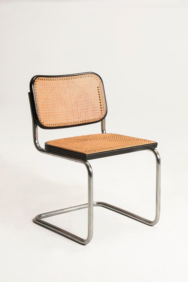 Bauhaus 1960s Breuer for Gavina Cane Seat Tubular Steel Cesca 4 Chairs 2 Armchairs