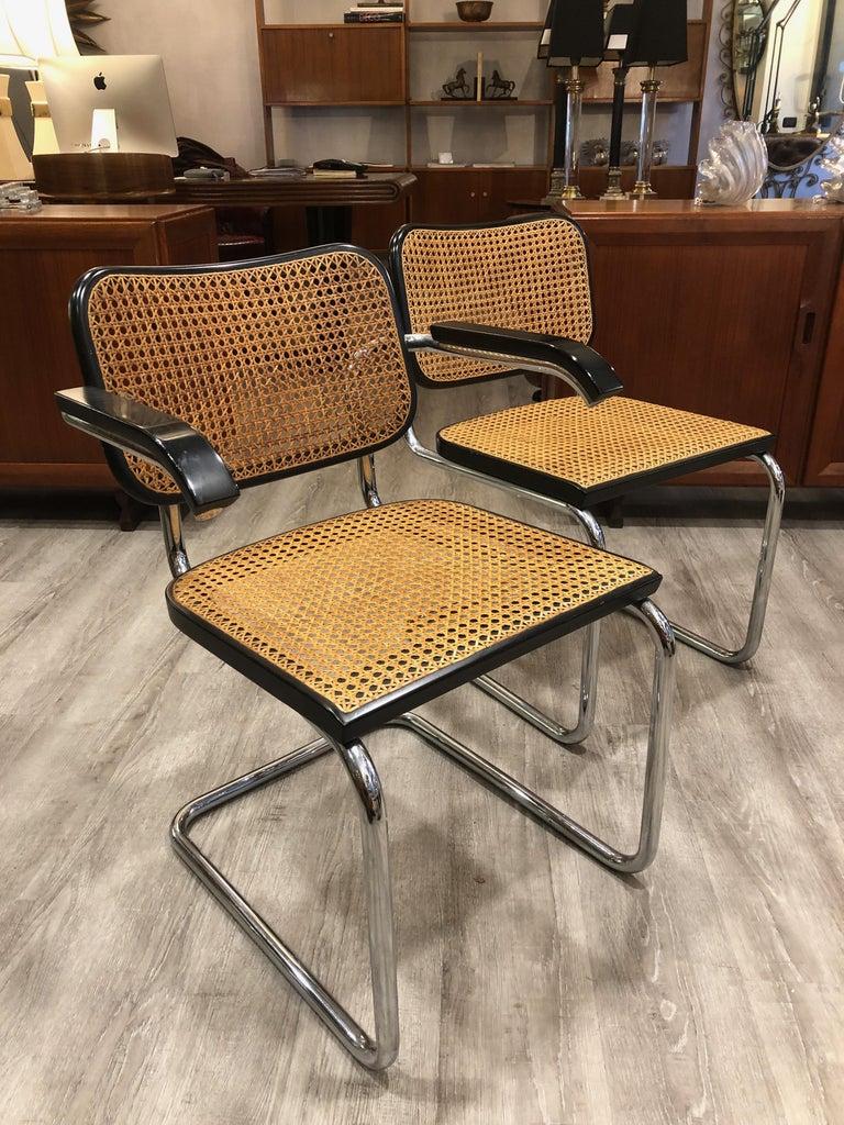 1960s Breuer for Gavina Cane Seat Tubular Steel Cesca 4 Chairs 2 Armchairs 1
