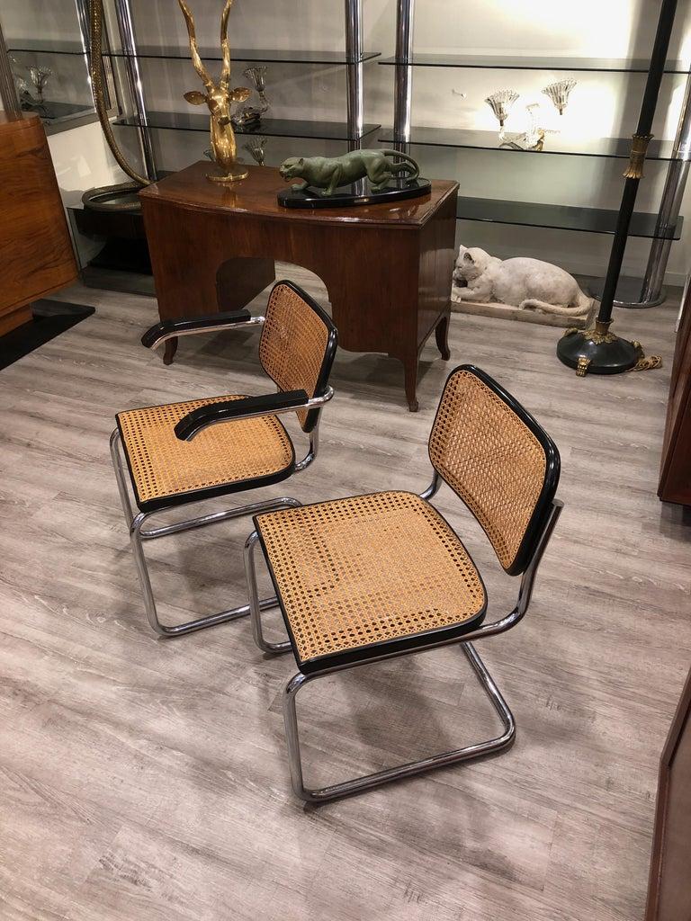 1960s Breuer for Gavina Cane Seat Tubular Steel Cesca 4 Chairs 2 Armchairs 2