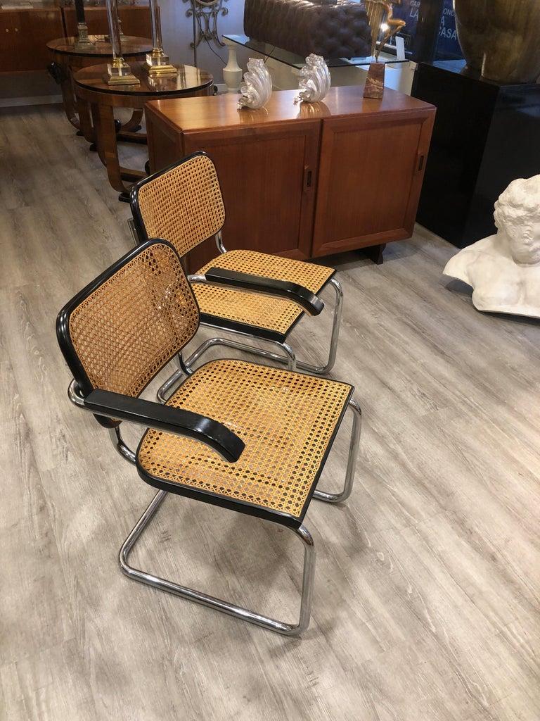 1960s Breuer for Gavina Cane Seat Tubular Steel Cesca 4 Chairs 2 Armchairs 3