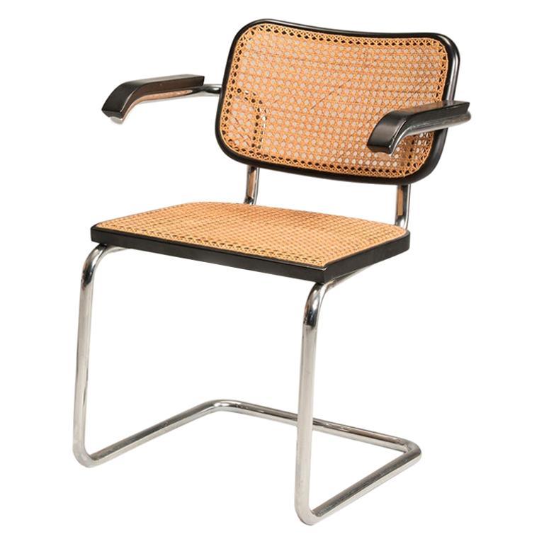 1960s Breuer for Gavina Cane Seat Tubular Steel Cesca Two Armchairs