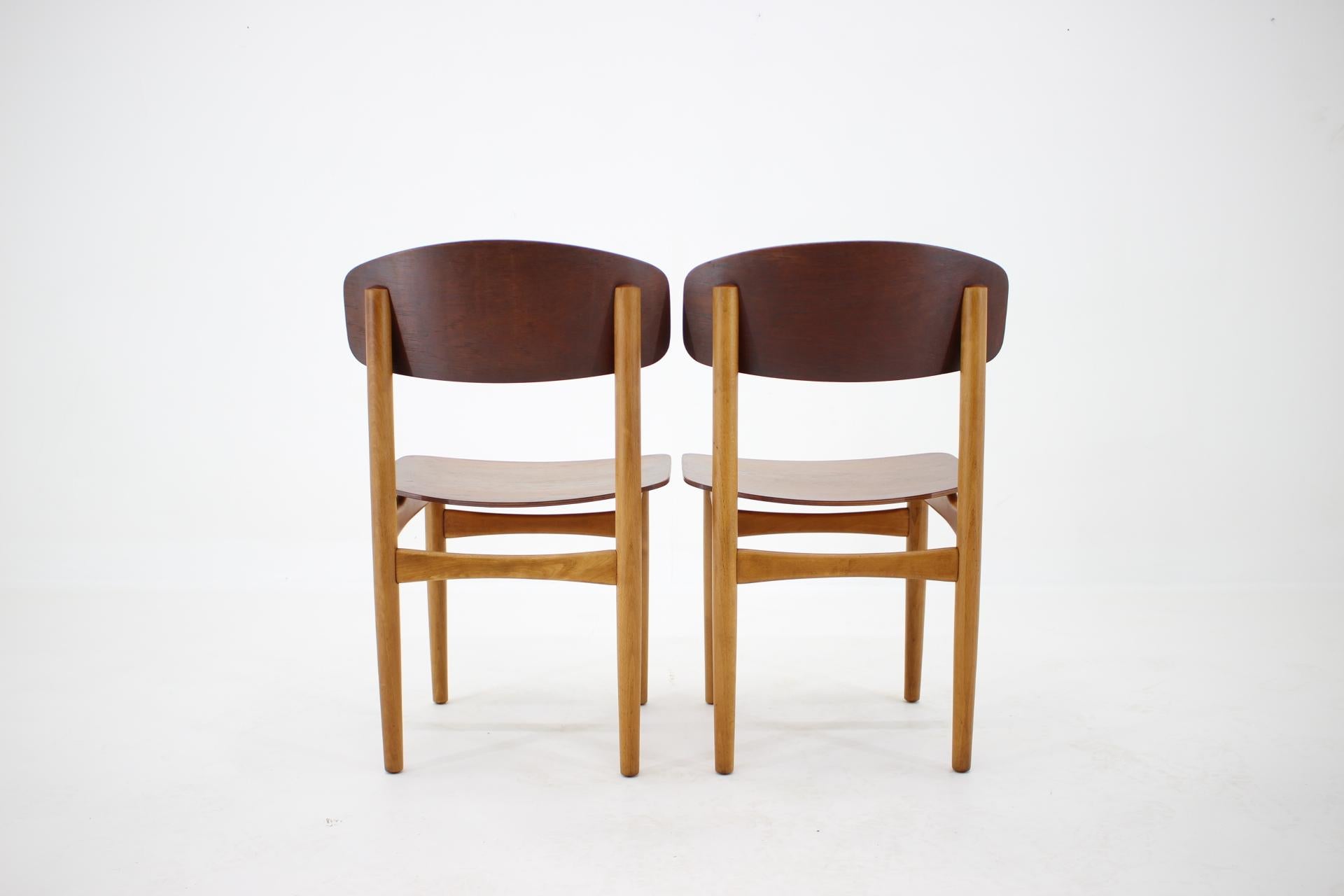 1960s Børge Mogensen Model 122 Oak and Teak Dining Chairs for Søborg Møbelfabric For Sale 2