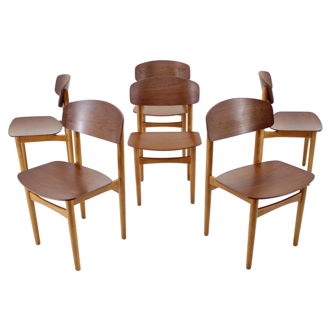 1960s Børge Mogensen Model 122 Oak and Teak Dining Chairs for Søborg Møbelfabric For Sale