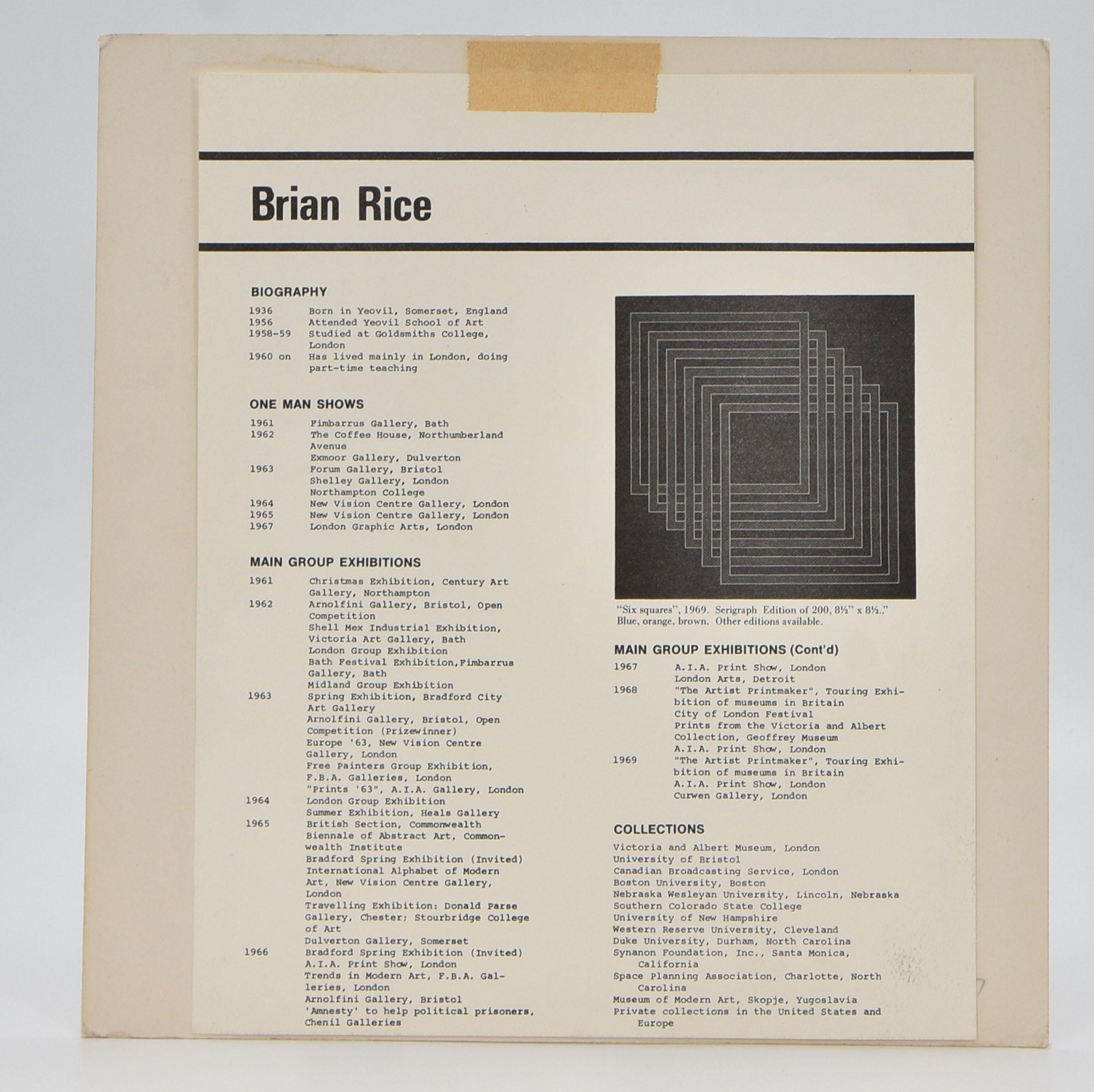 20th Century 1960's Brian Rice Signed Pop Art Screen Print Geometric 'Radio' For Sale