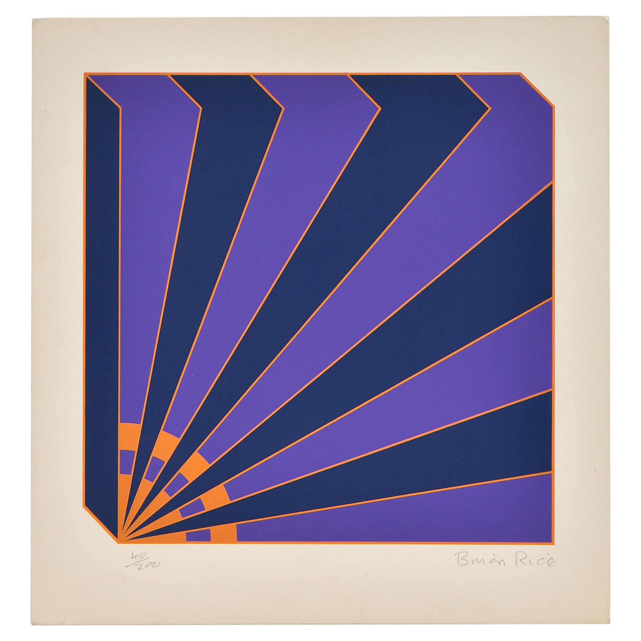 1960's Brian Rice Signed Pop Art Screen Print Geometric 'Radio'