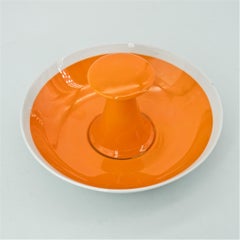1960s Bright La Gardo Tackett Orange and White Candy Nut Dish Bowl Retro Pop Art