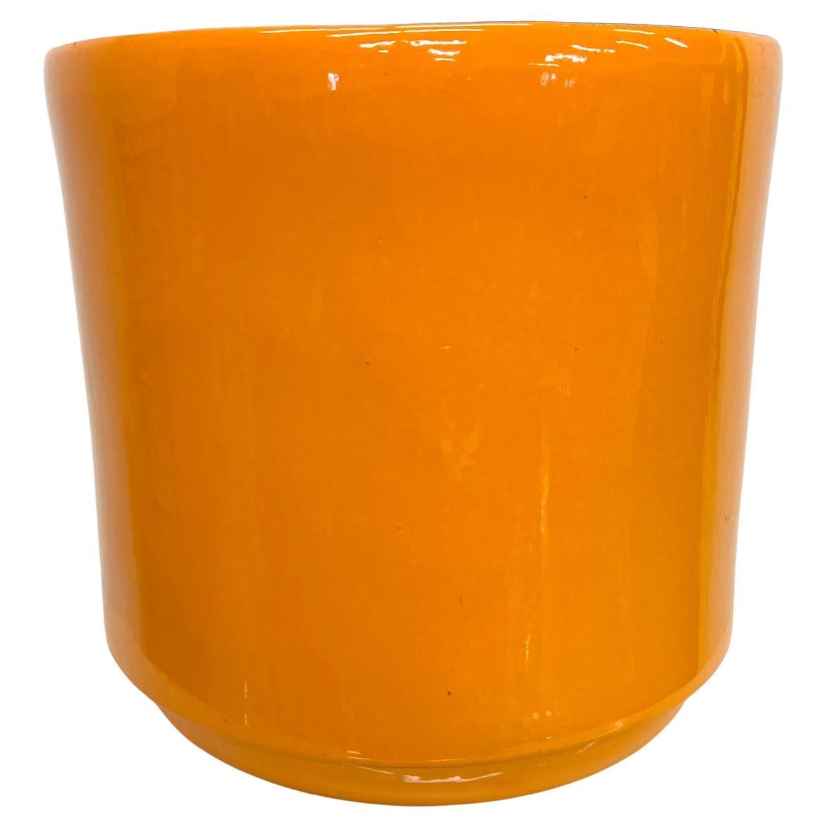 1960s Bright Orange Glazed Planter Modern Style Gainey Pottery USA