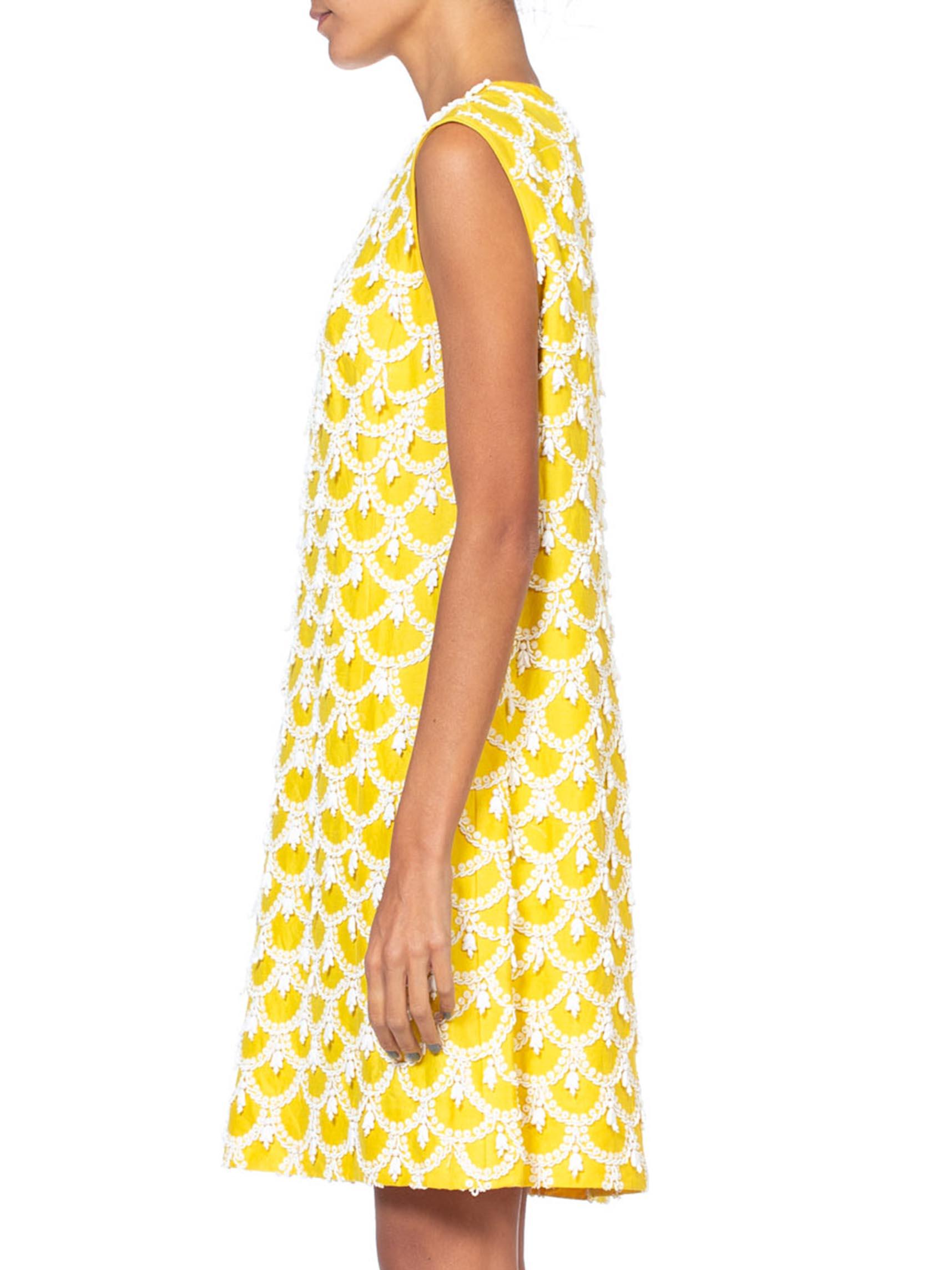 1960'S Yellow Hand Beaded Silk Radzimir Mod Cocktail Dress For Sale 2