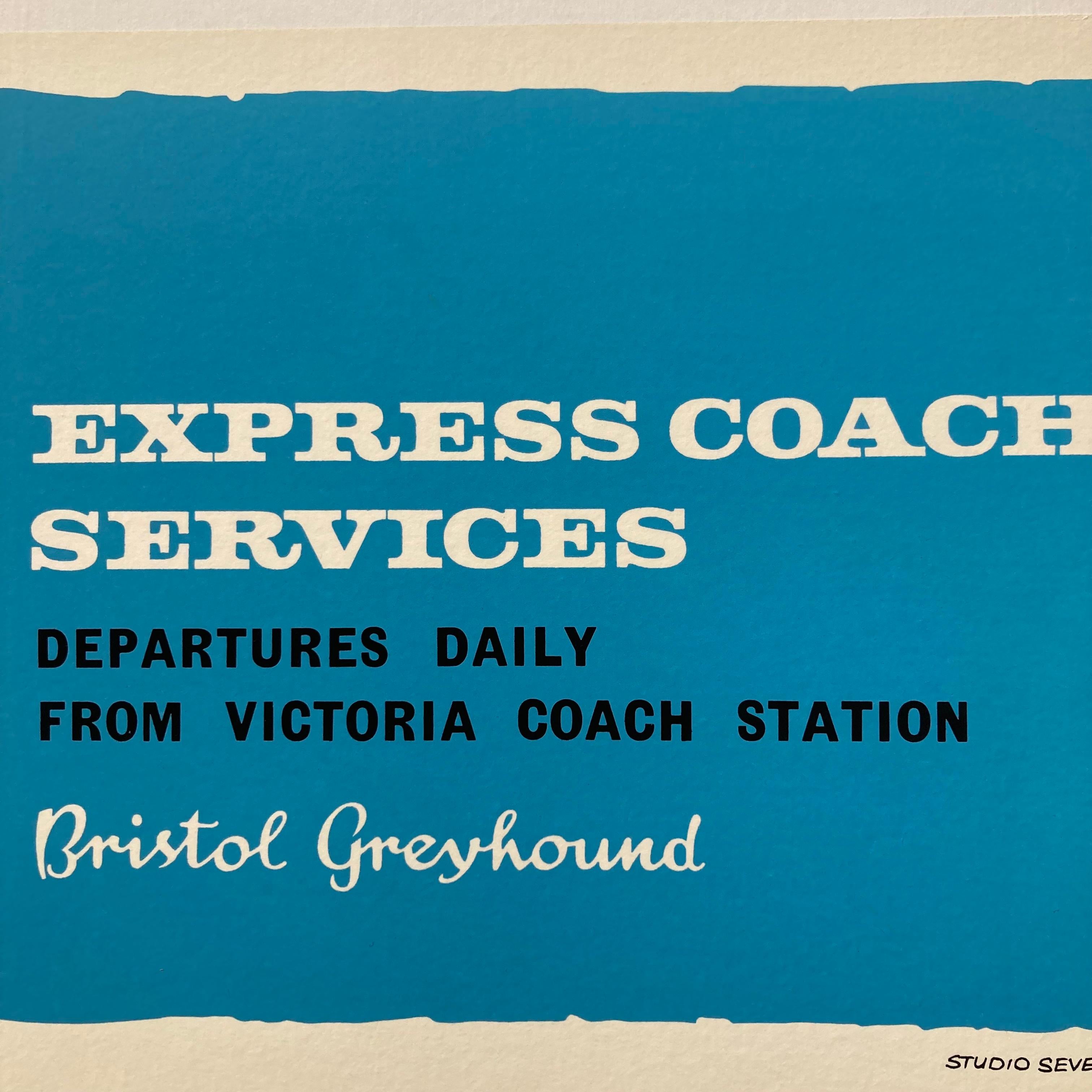 1960's Bristol Greyhound Travel Poster In Good Condition For Sale In London, GB