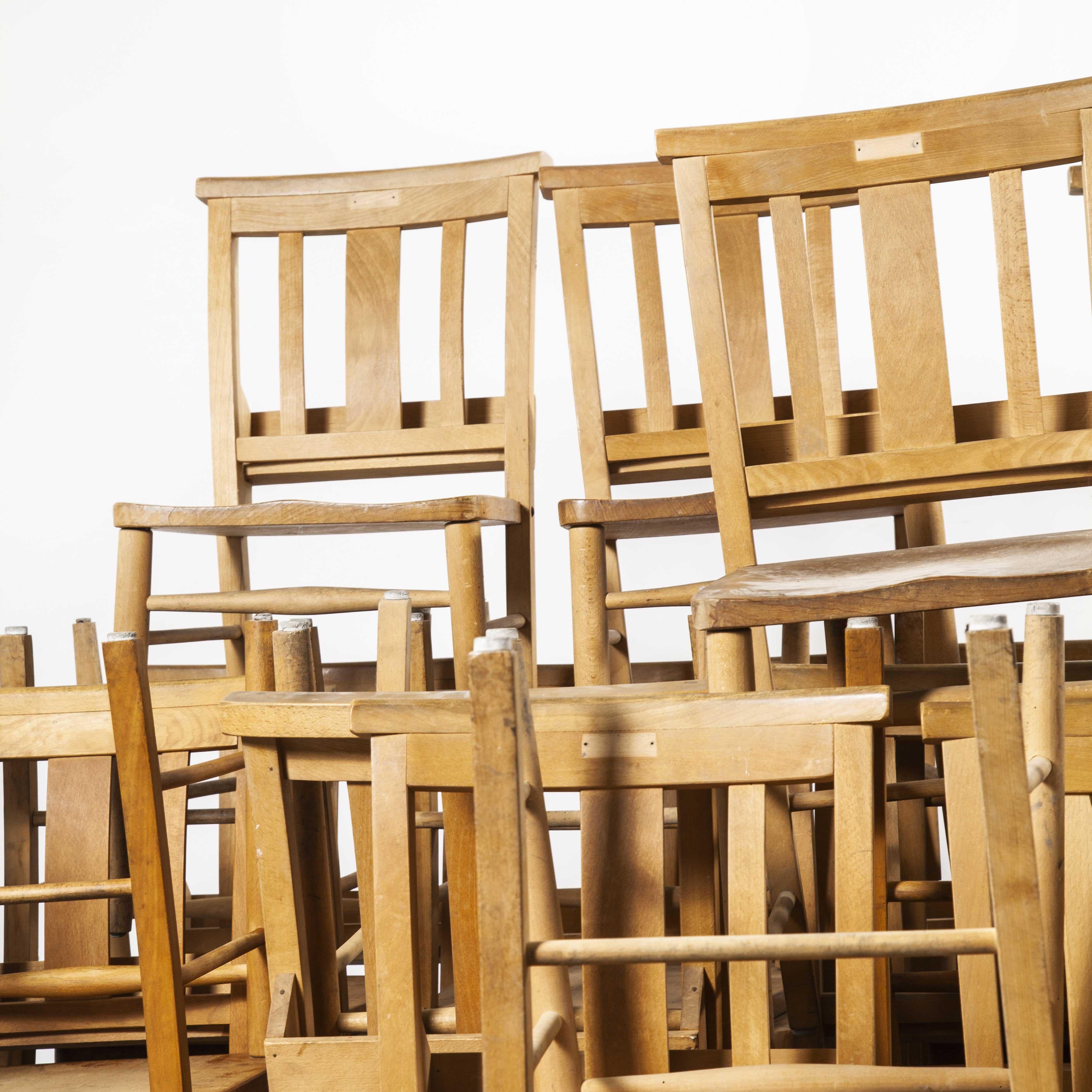 1960s British Beech Church, Chapel Dining Chairs, Pub Lot of Thirty Chairs In Good Condition In Hook, Hampshire