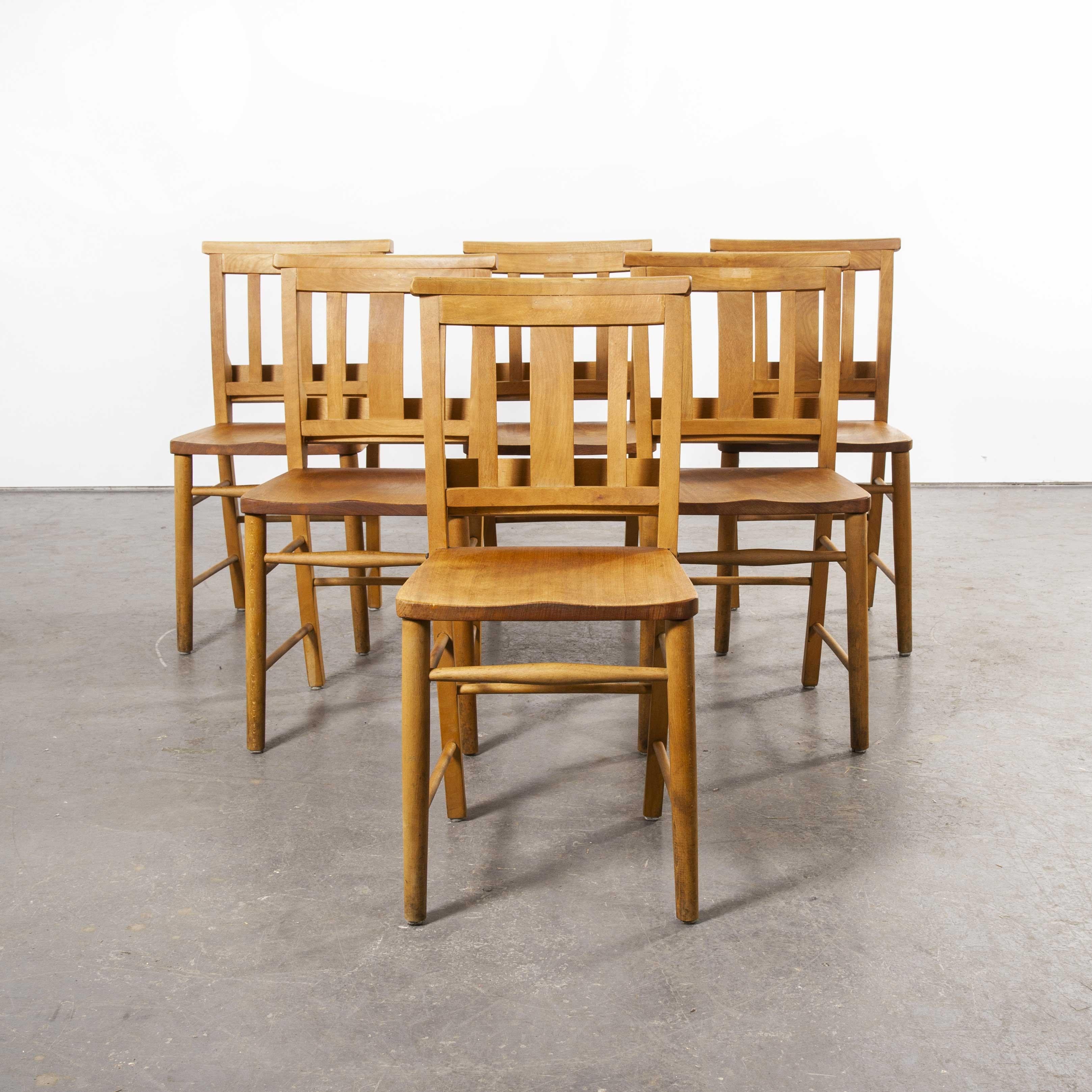 1960s British Beech Church, Chapel Dining Chairs, Set of Six In Good Condition In Hook, Hampshire