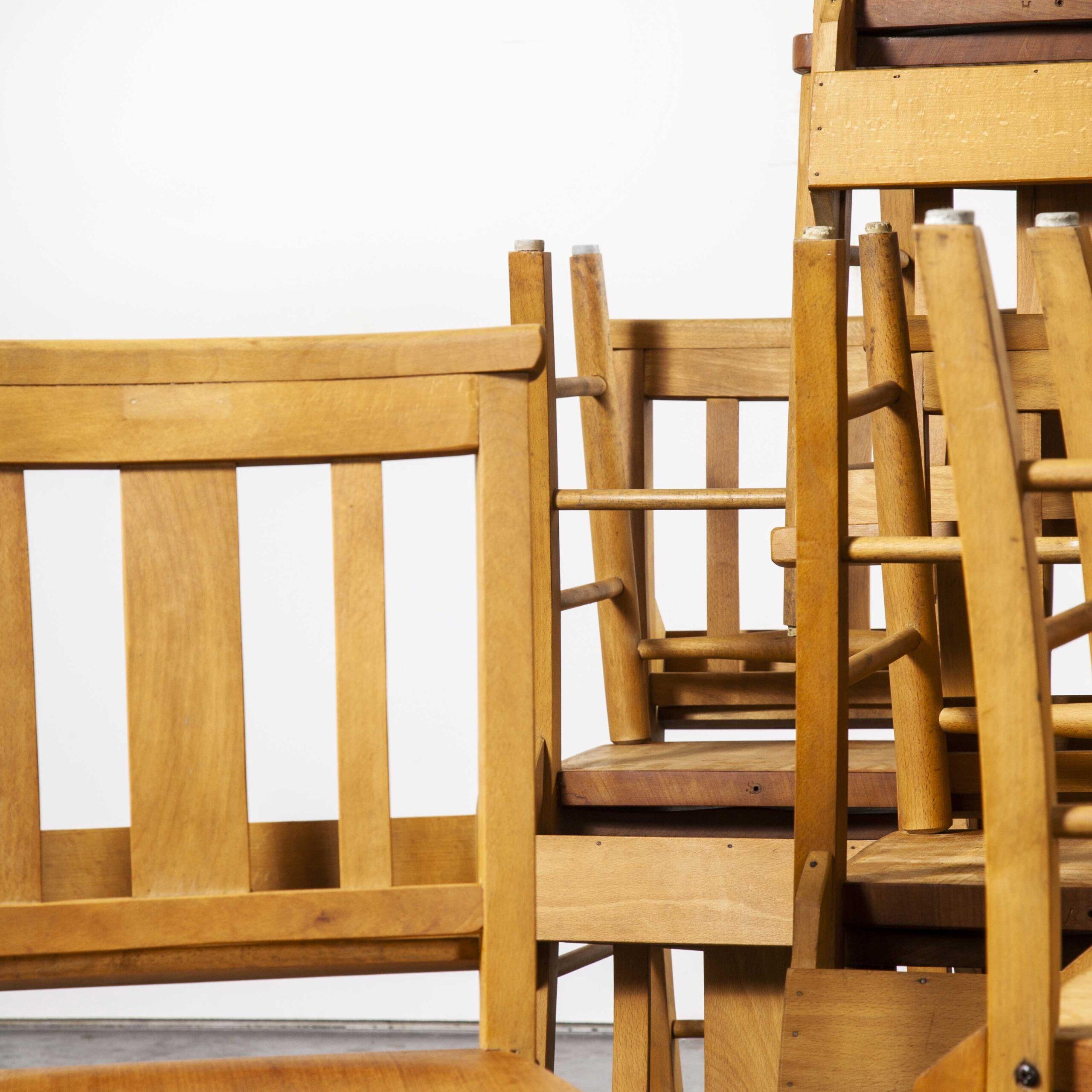 1960s British Beech Church, Chapel Dining Chairs, Set of Twenty Four In Good Condition In Hook, Hampshire