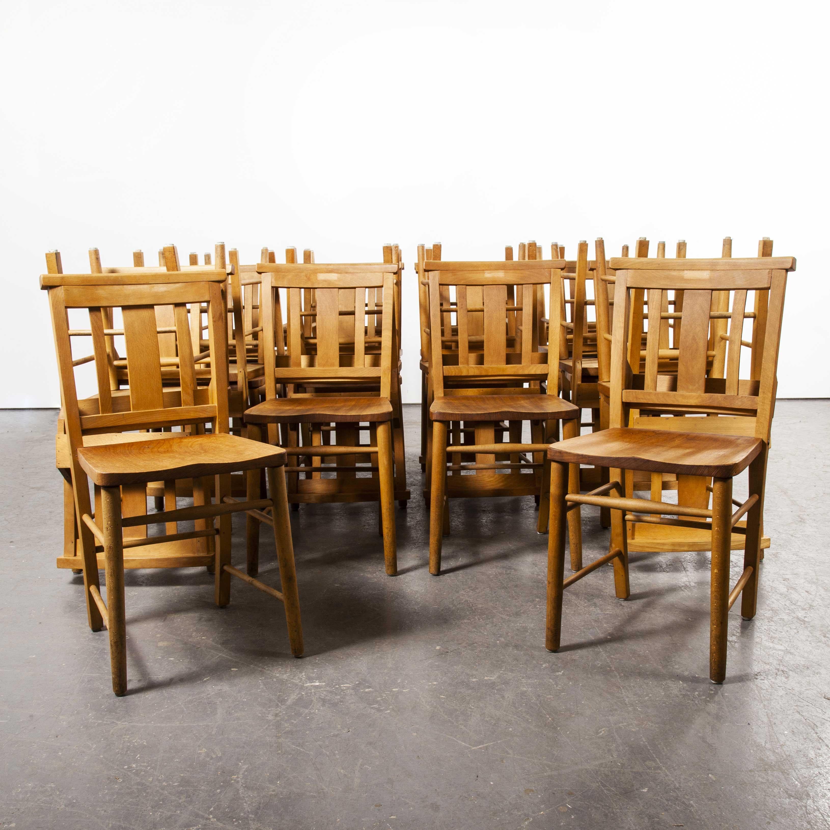 Oak 1960s British Beech Church, Chapel Dining Chairs, Various Qty Available