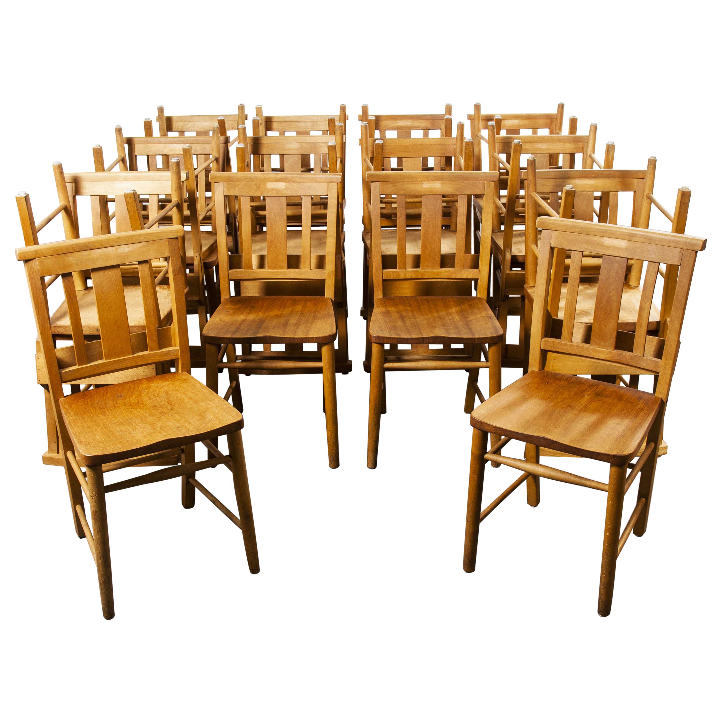 1960s British Beech Church, Chapel Dining Chairs, Various Qty Available