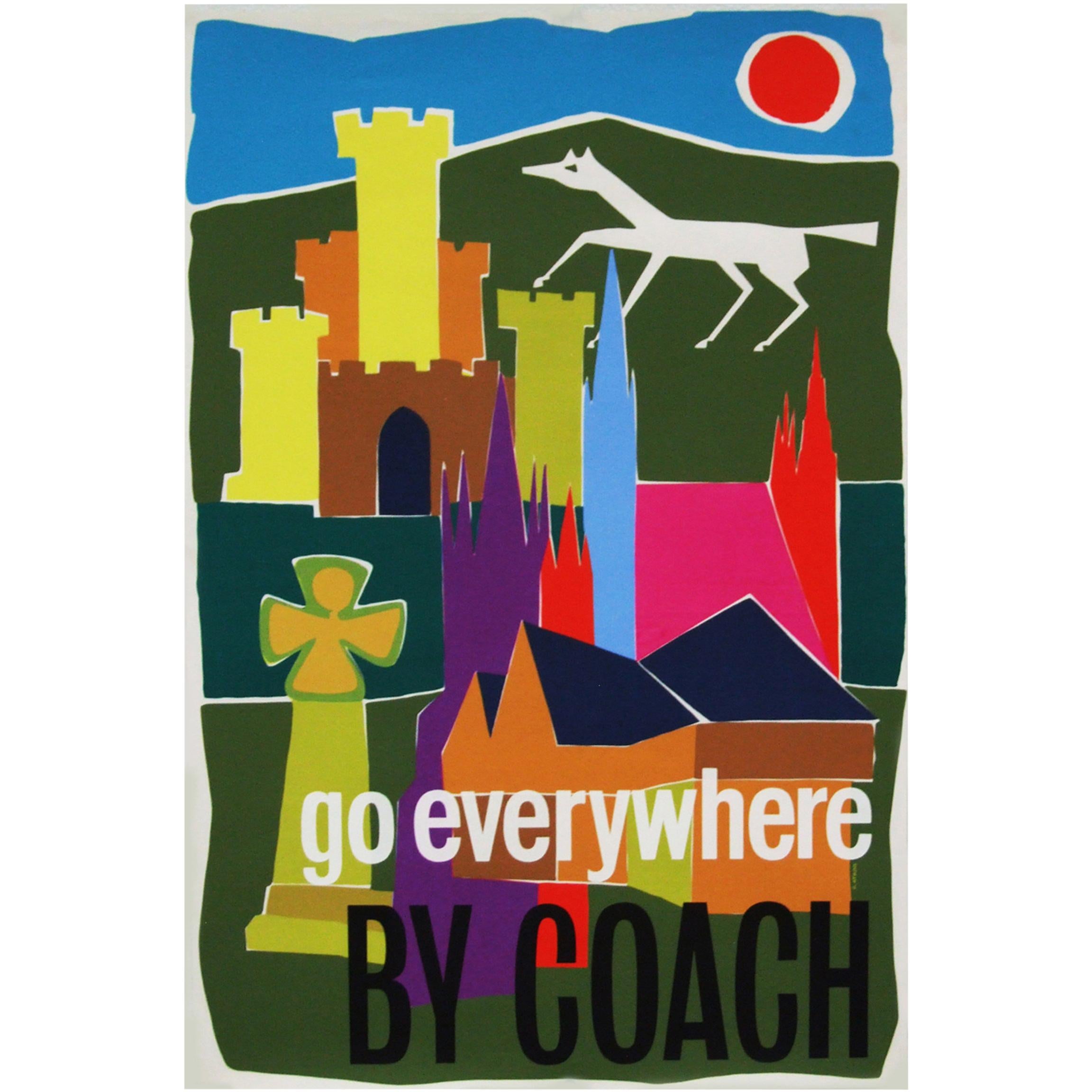 1960s British Coach Travel Poster Pop Art Illustration Design