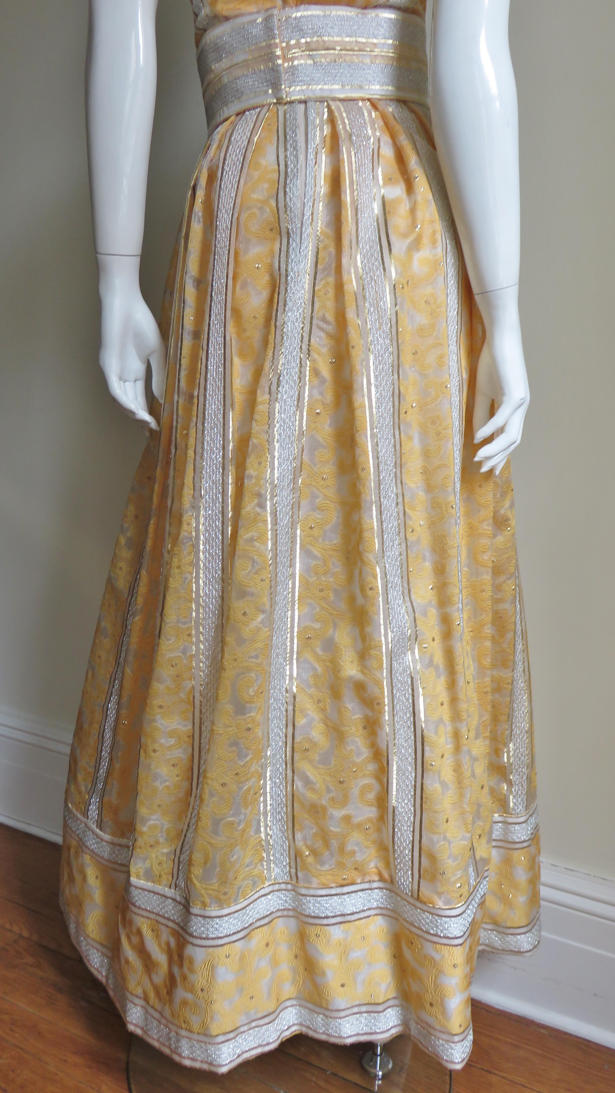 1960s British Hong Kong Silk Plunge Gown 5