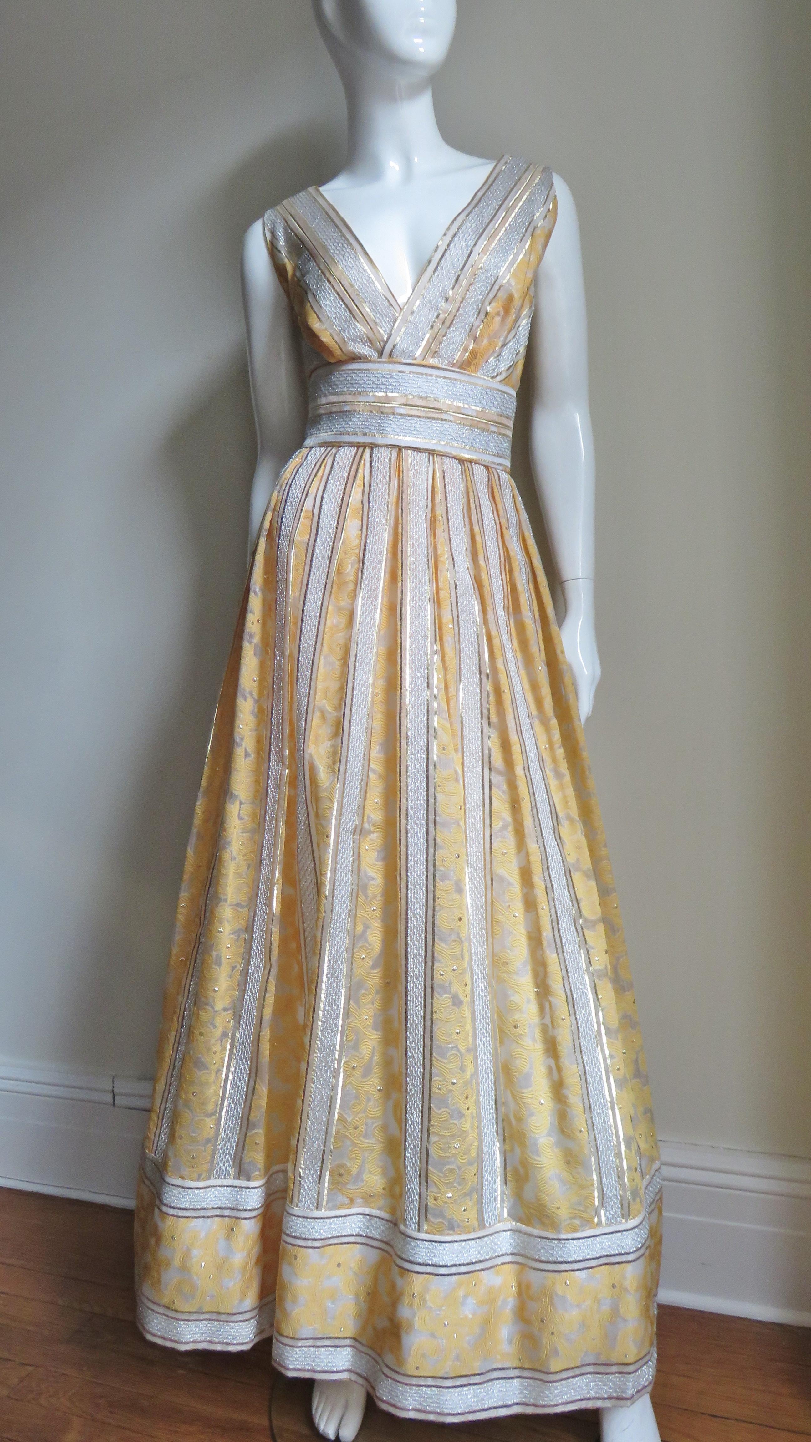 1960s British Hong Kong Silk Plunge Gown 1