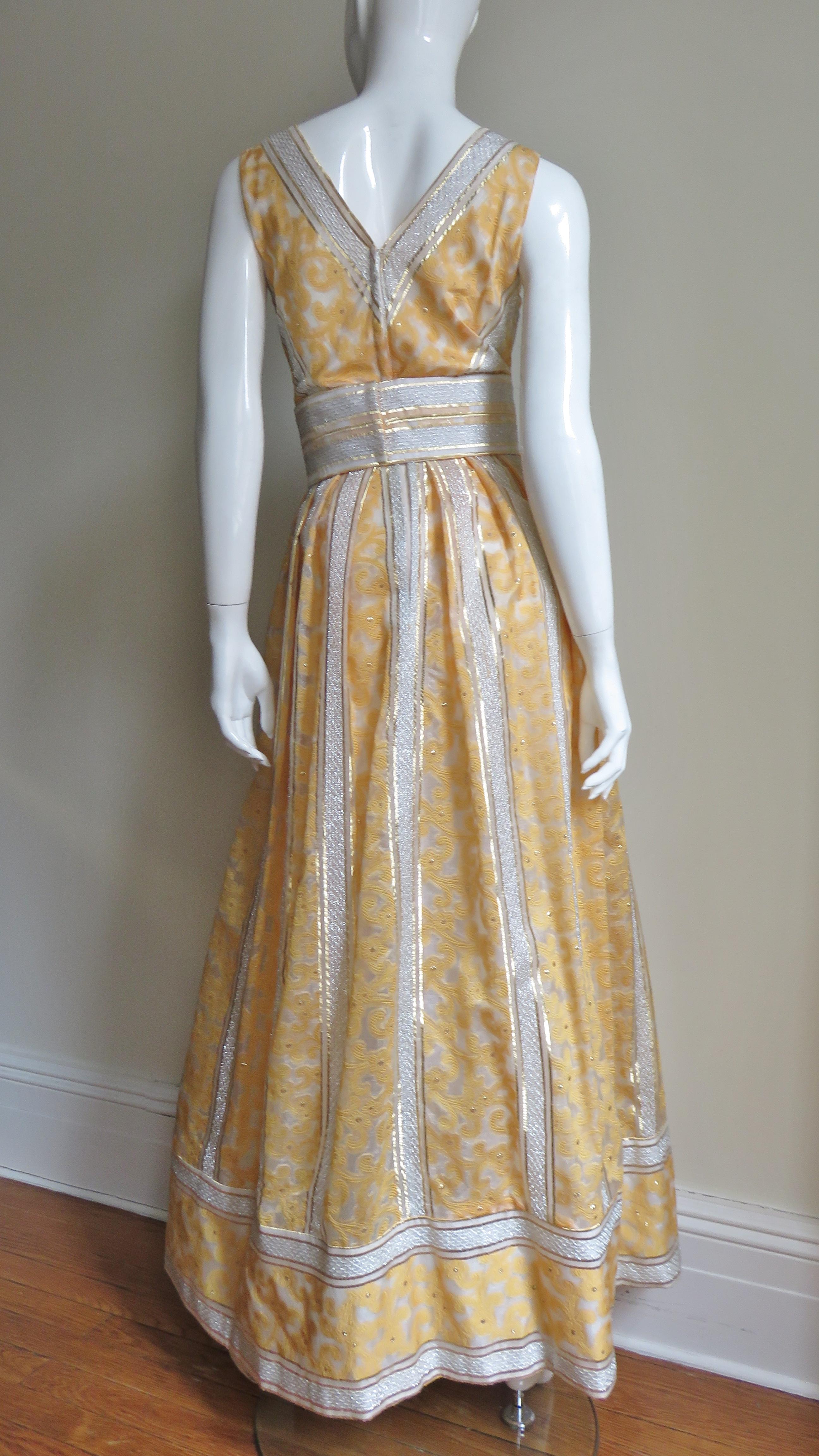 1960s British Hong Kong Silk Plunge Gown 2