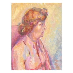 Britisches Original-Ölgemälde aus den 1960er Jahren, Seitenporträt einer Frau