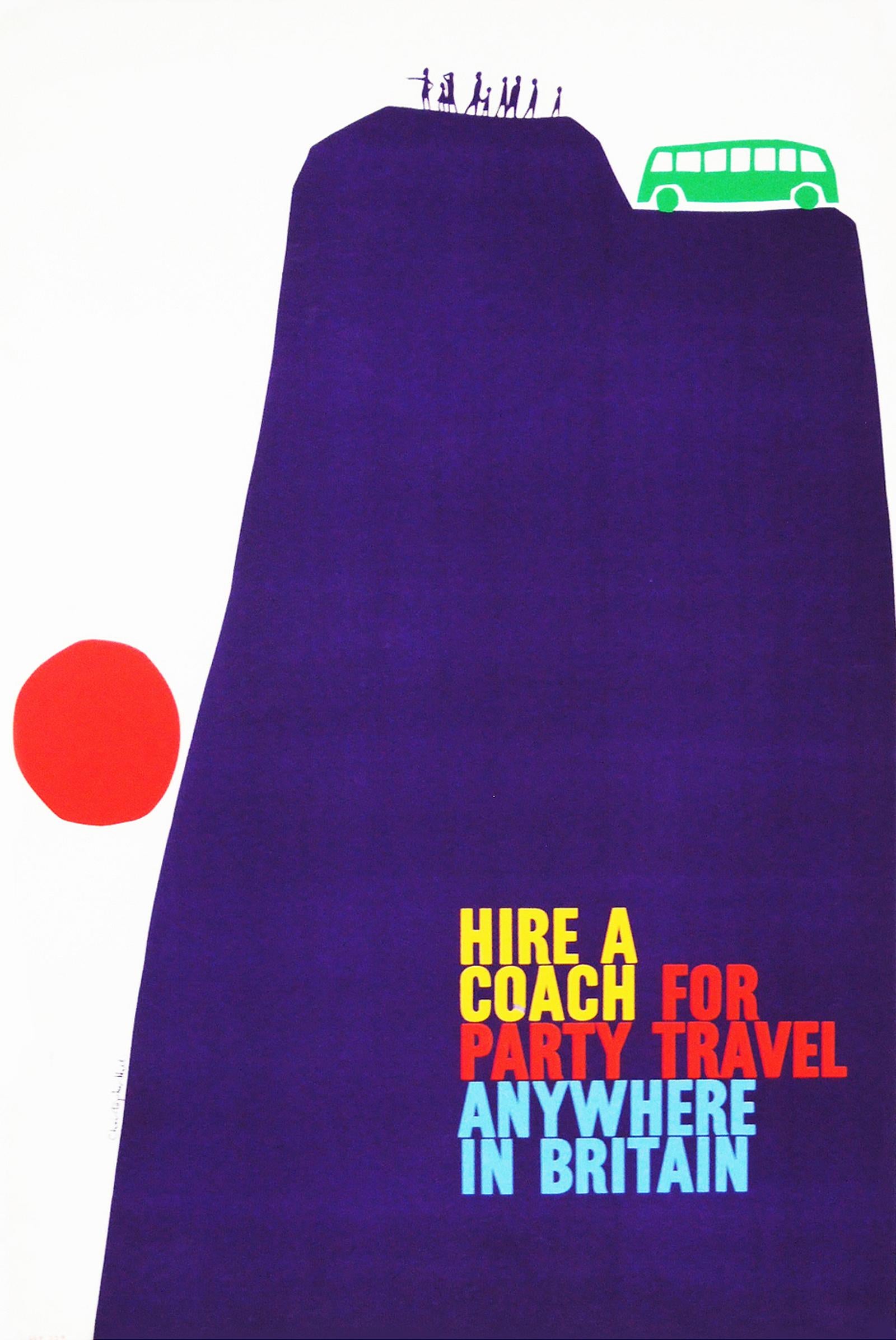 Mid-Century Modern 1960s British Travel Coach Poster Pop Art Design 'Cliff'