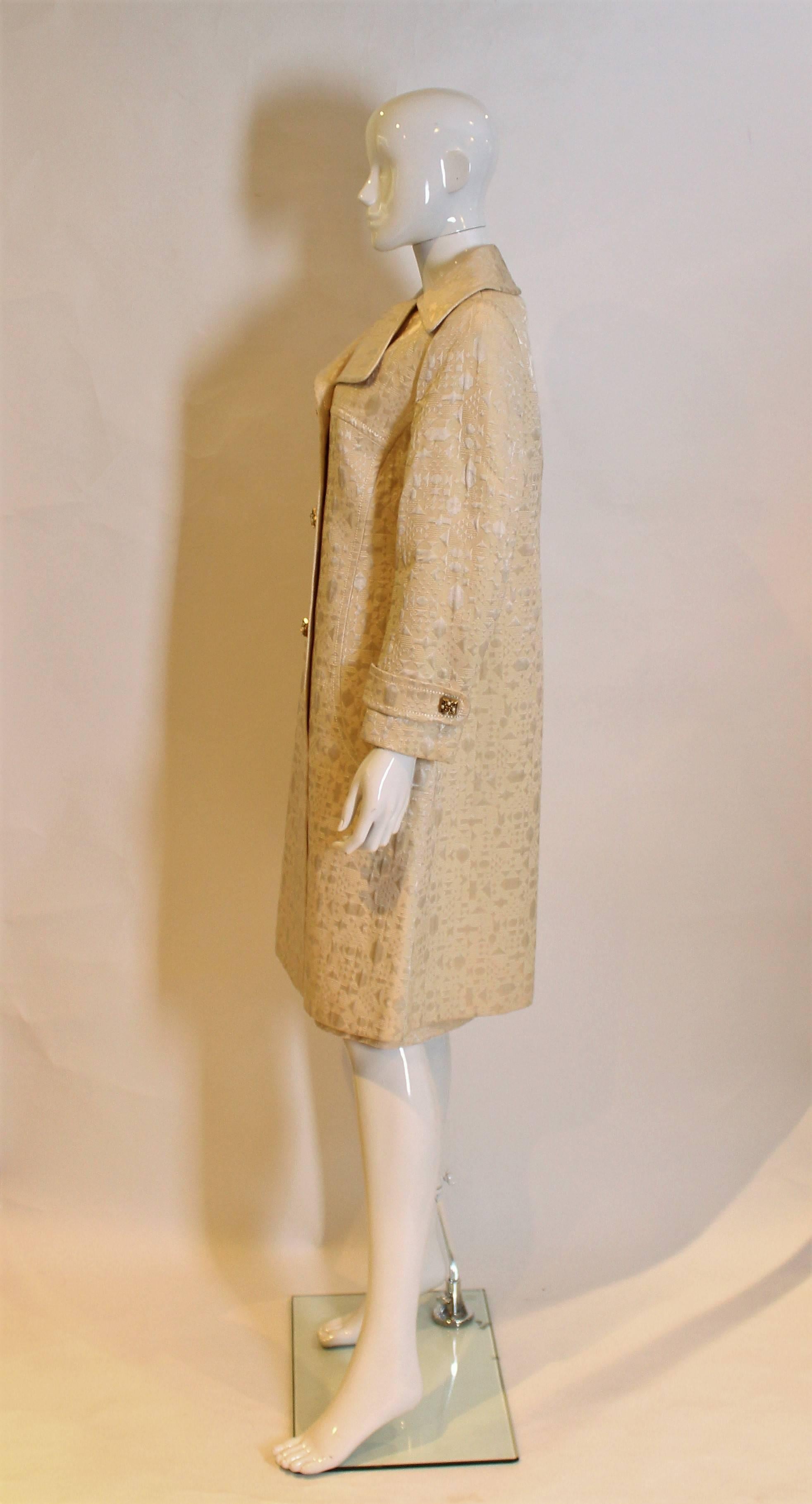 Beige 1960s Brocade coat by Braunschweig of Switzerland