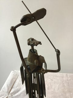 1960s Bronze Abstract Sculpture of a Violinist, Signed Hw