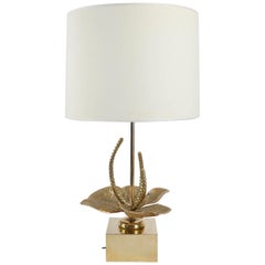 1960s Bronze and Brass Flower Lamp in a Style of Maison Charles