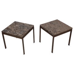 1960's Bronze and Marble Custom Made Side Tables by Cumberland