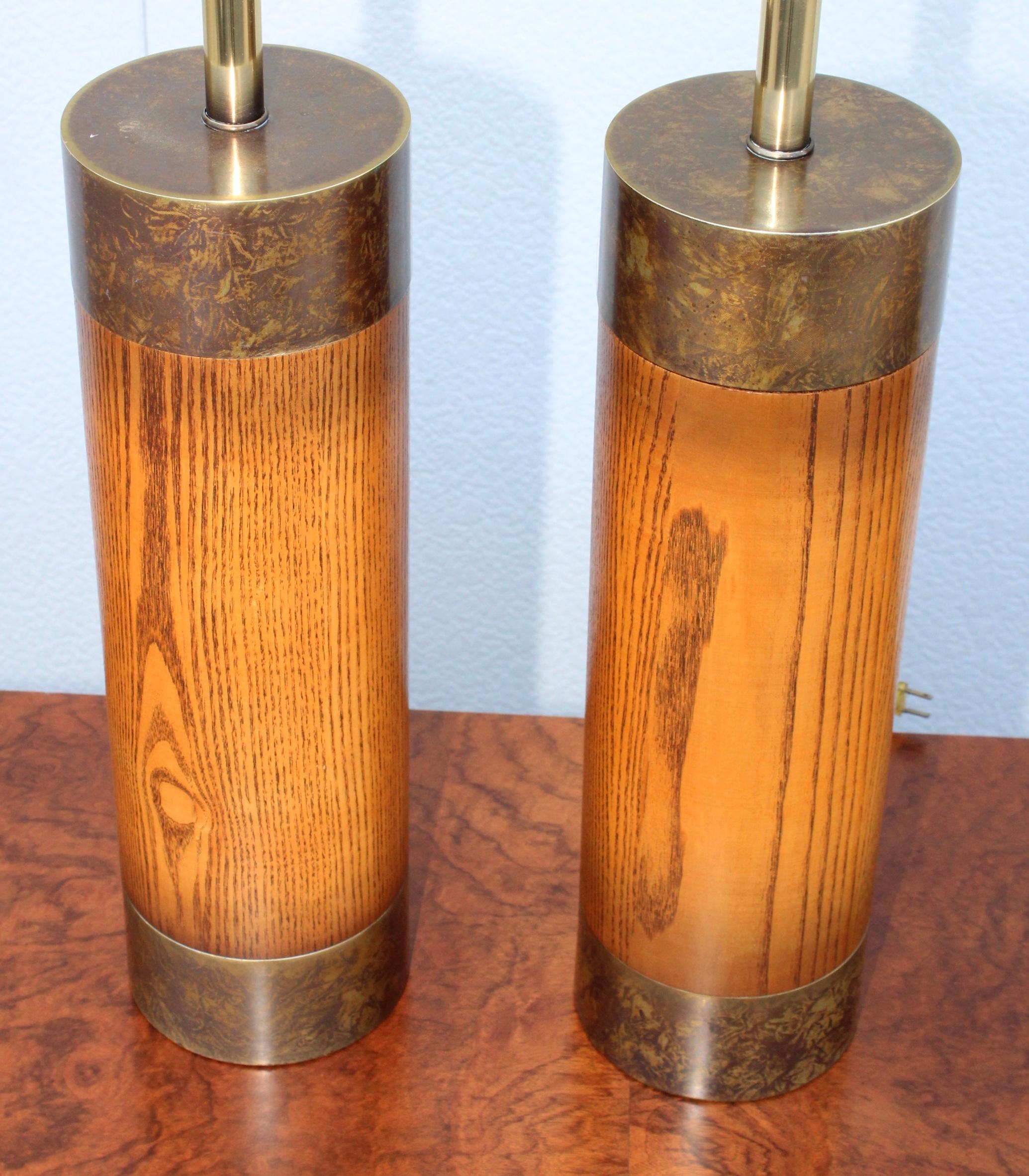 20th Century 1960s Bronze and Oak Table Lamps by Westwood