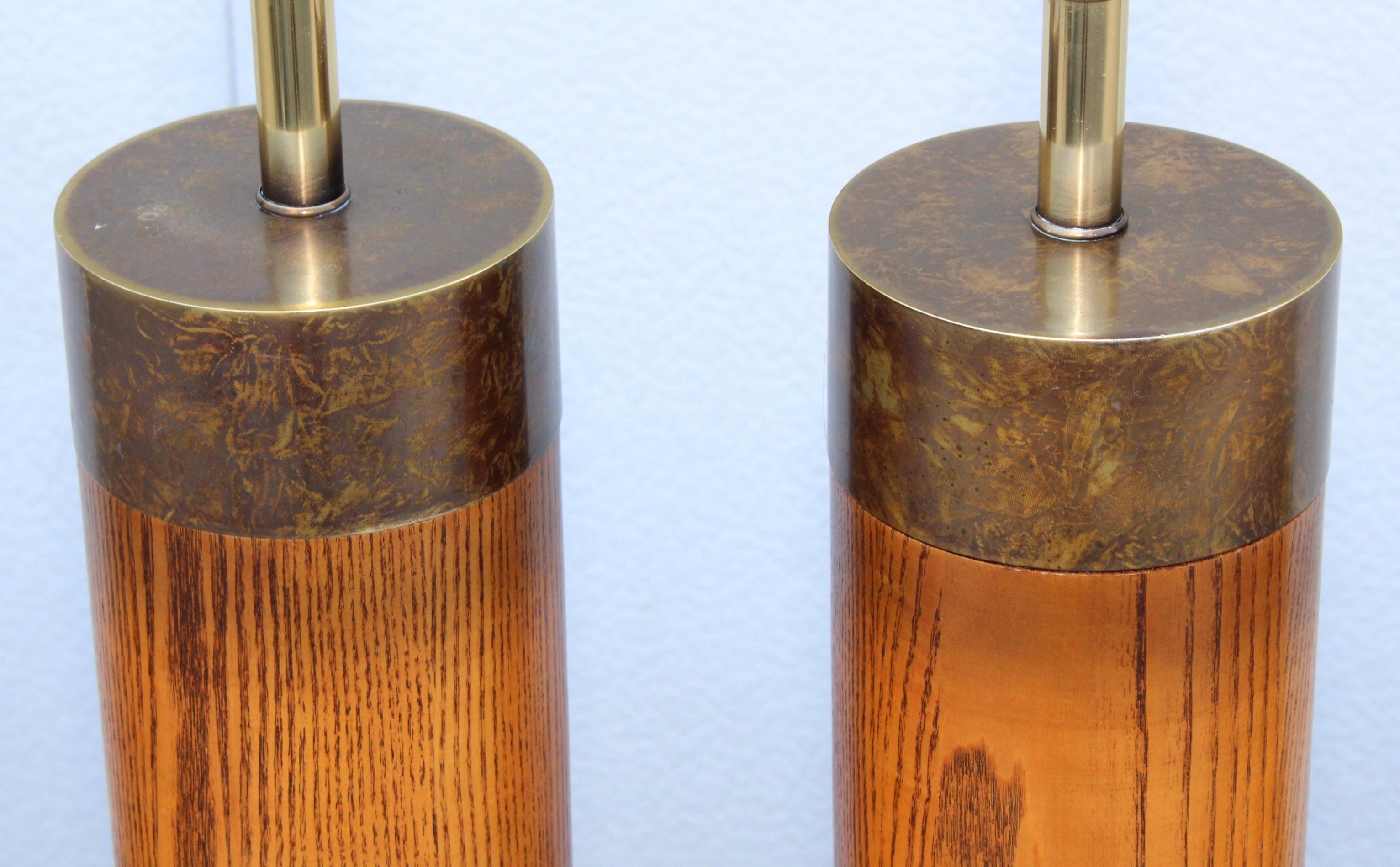 1960s Bronze and Oak Table Lamps by Westwood 1