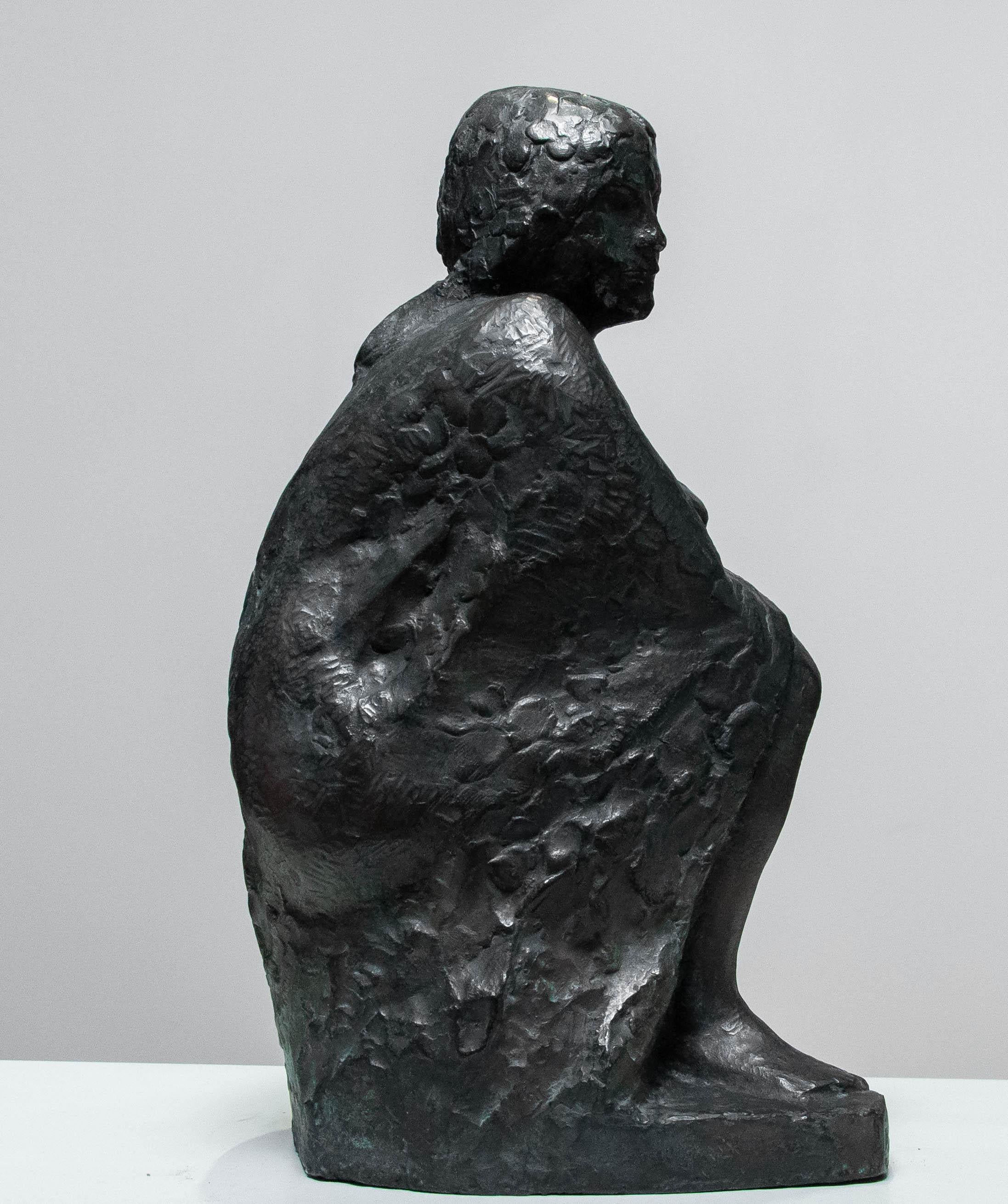 Metà XX secolo Statua d'arte in bronzo/ottone del 1960  Realizzato e firmato da Thure Thörn, Svezia in vendita
