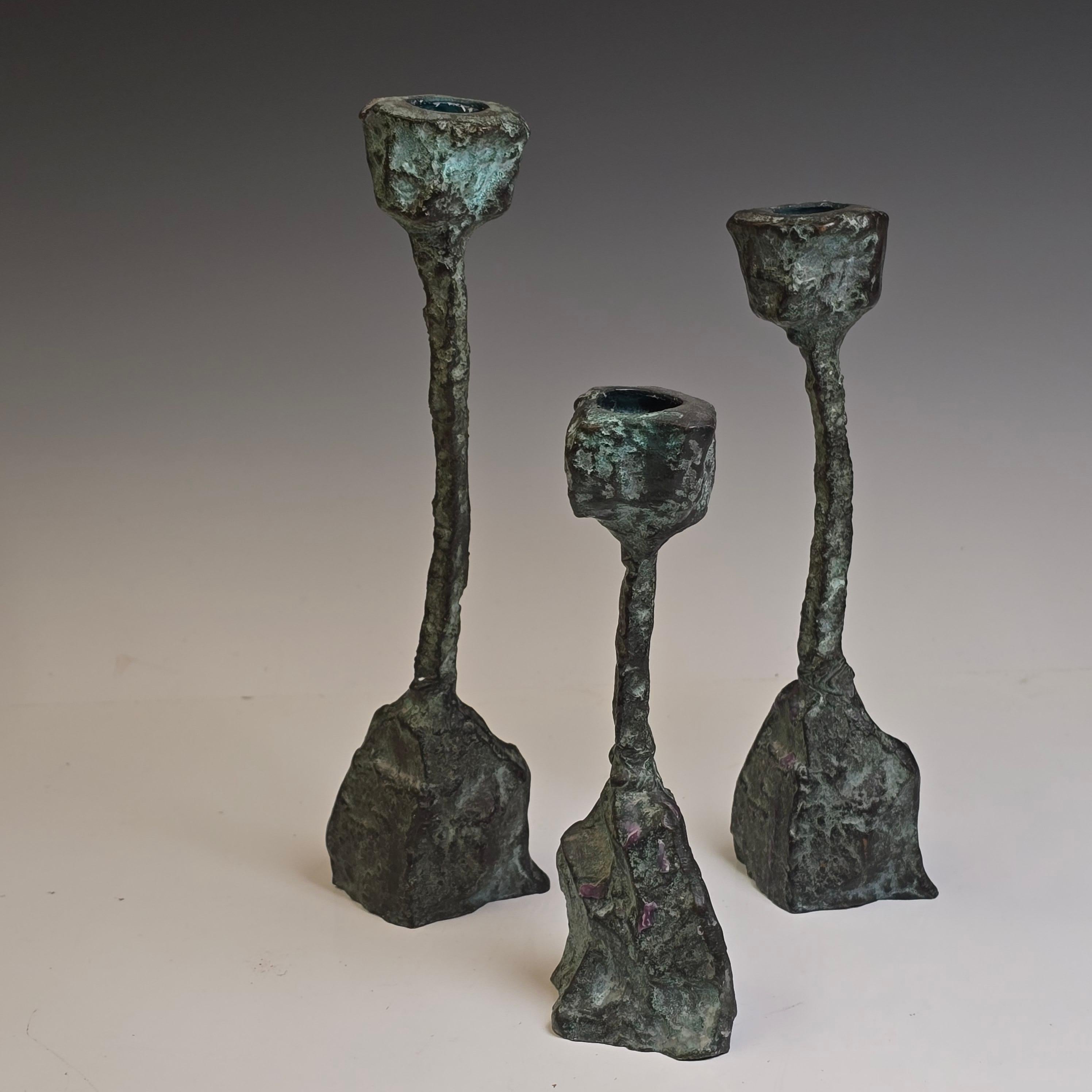 1960s Bronze Brutalist Candlesticks 5