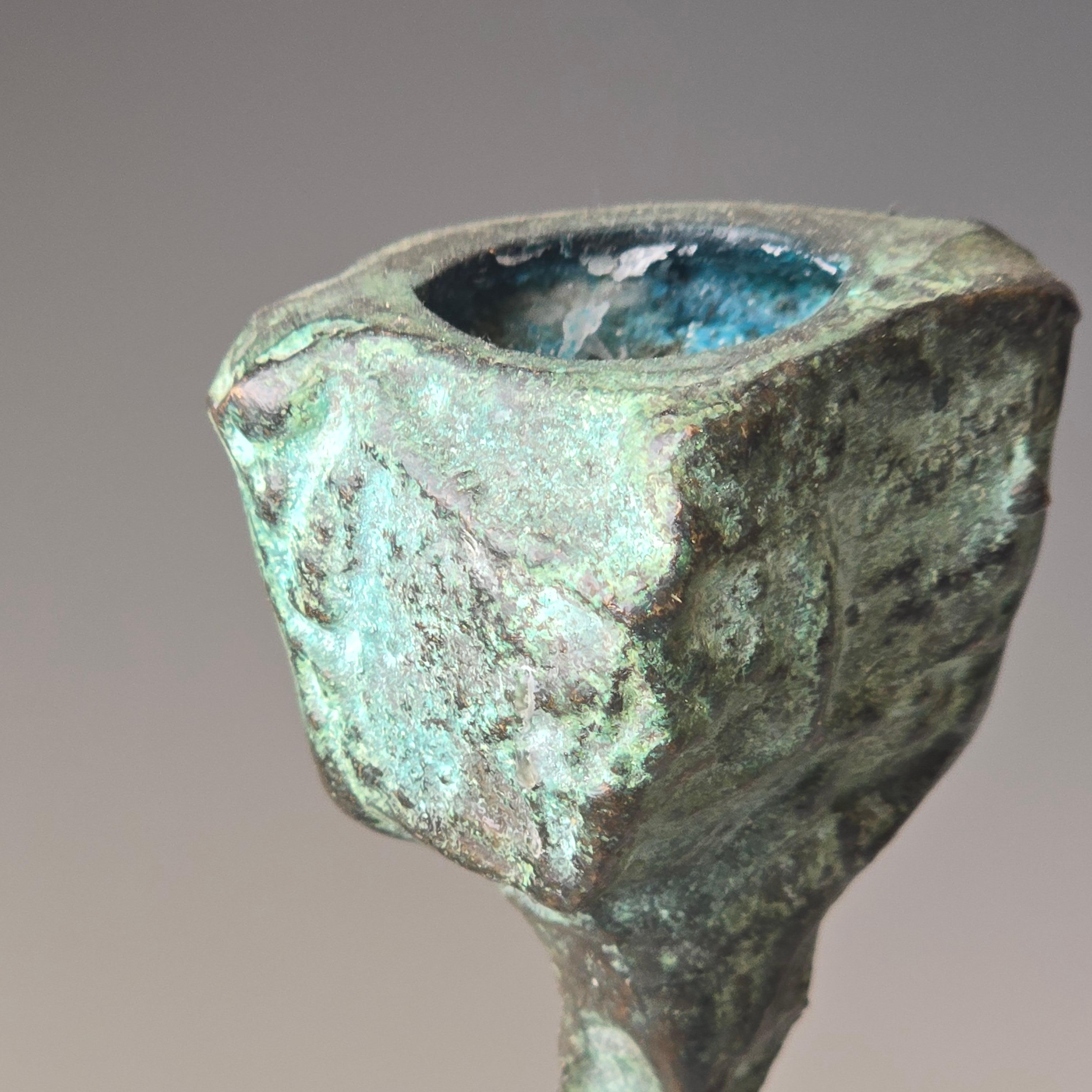 Mid-20th Century 1960s Bronze Brutalist Candlesticks