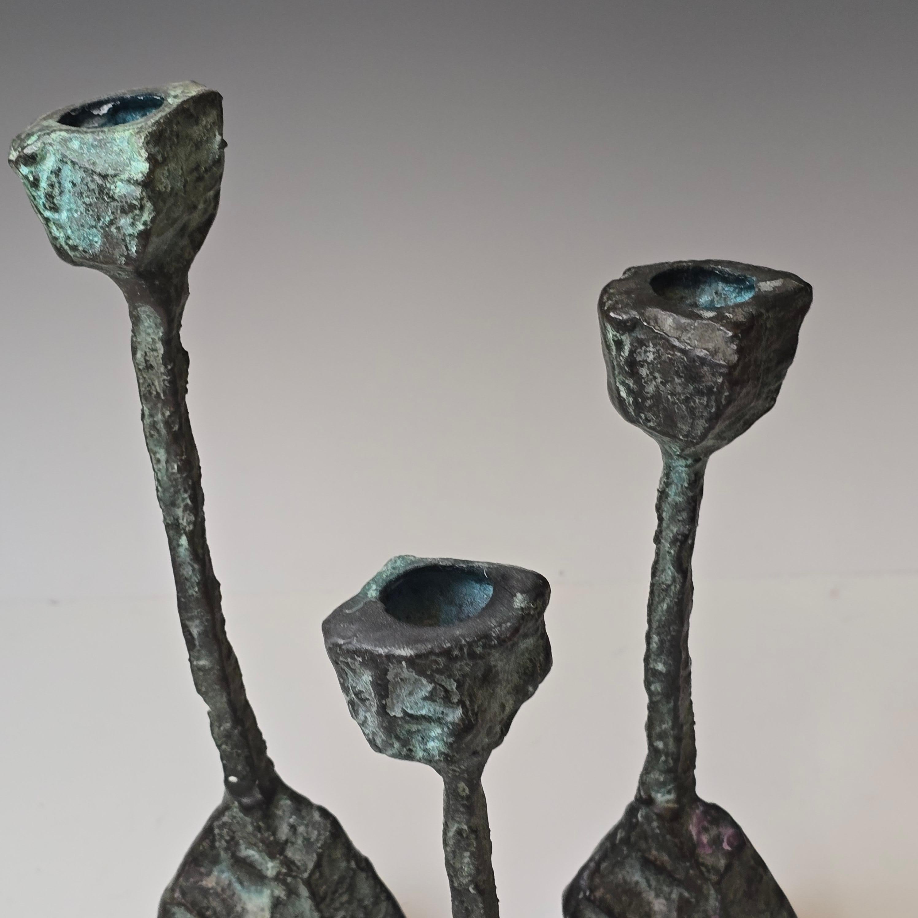 1960s Bronze Brutalist Candlesticks 3