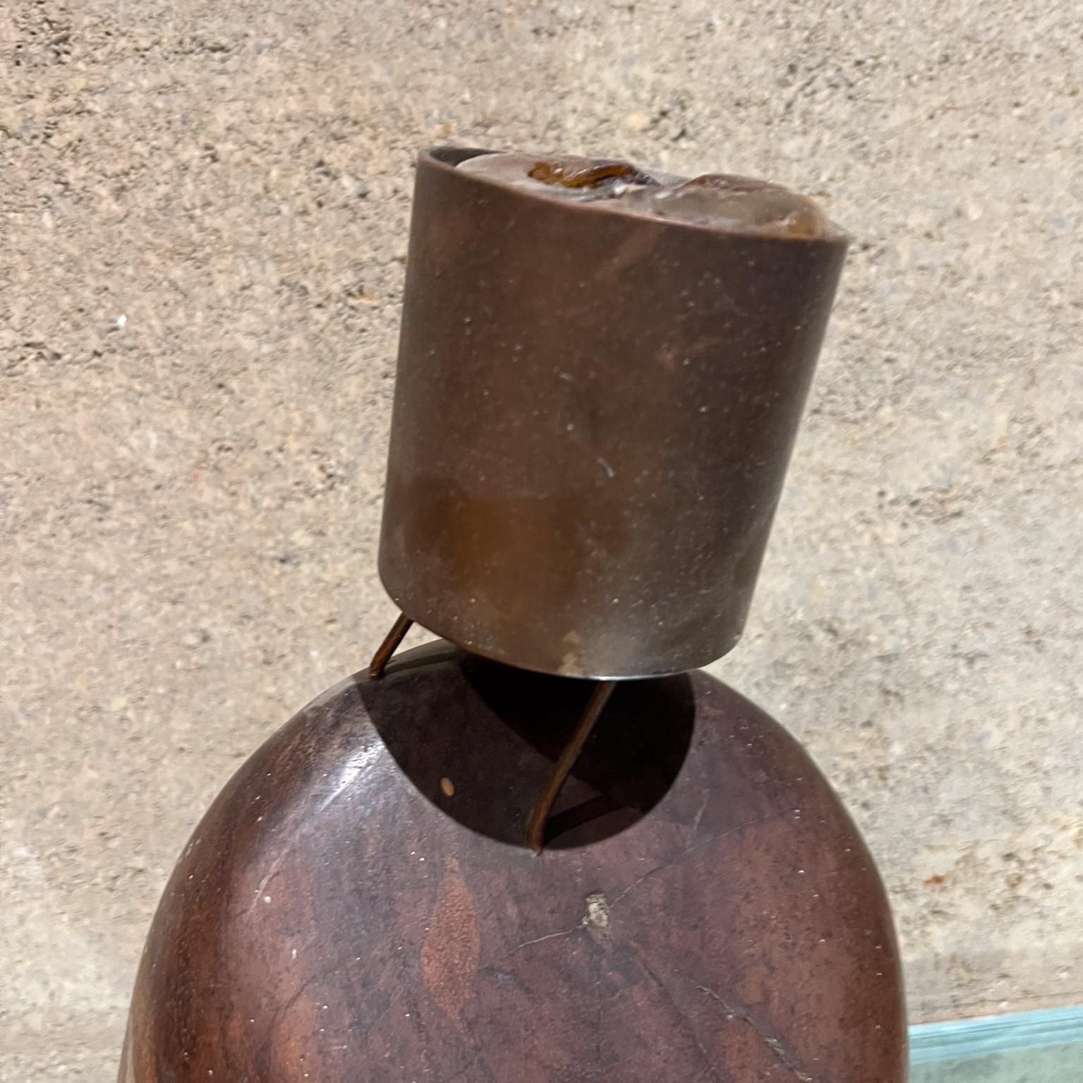 Mid-Century Modern 1960s Bronze Candle Holder Exotic Wood Don Shoemaker Mexico For Sale