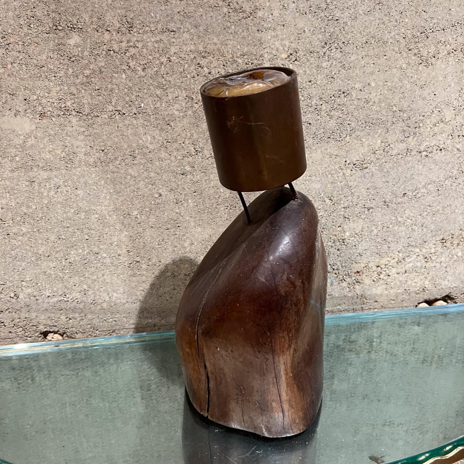 Mid-20th Century 1960s Bronze Candle Holder Exotic Wood Don Shoemaker Mexico For Sale