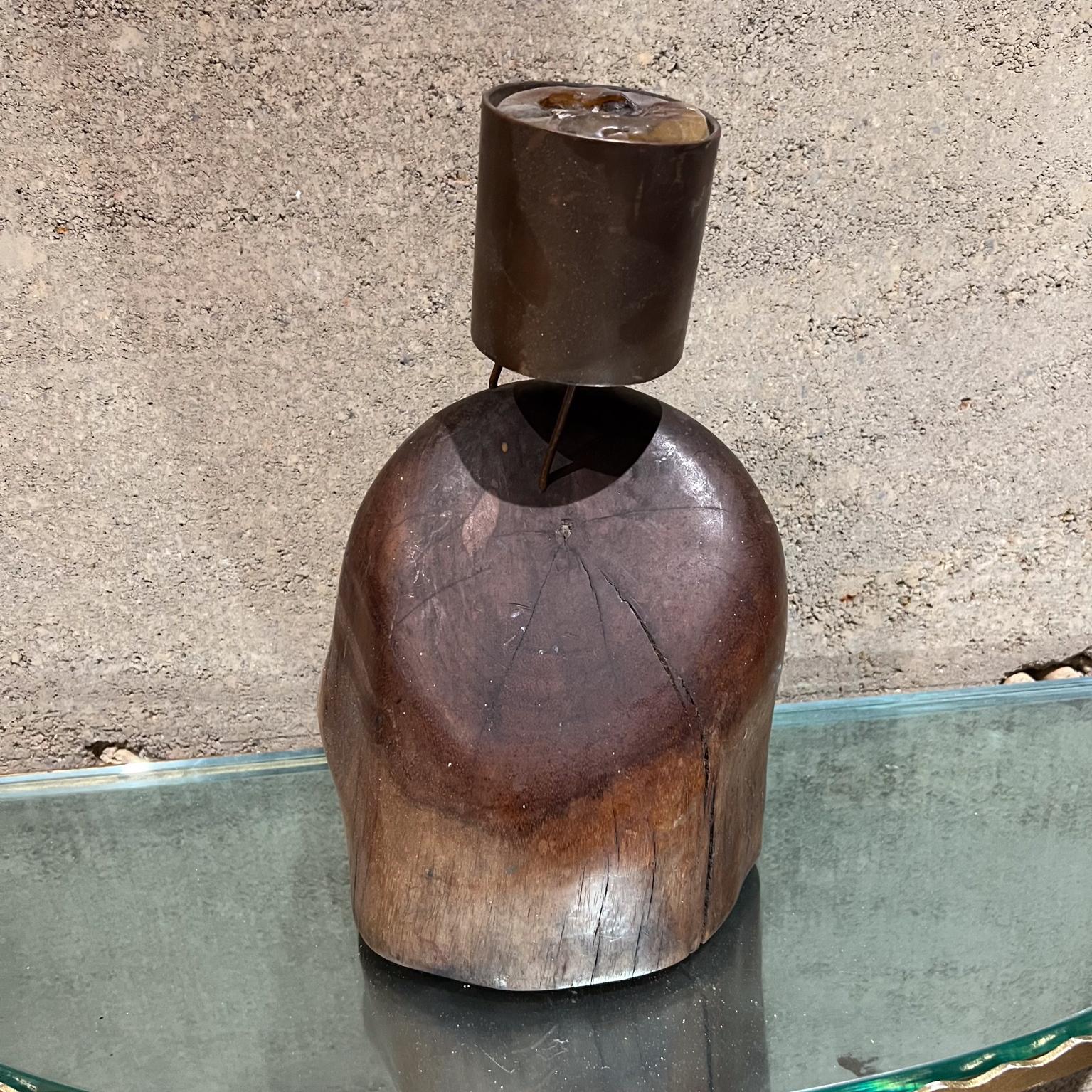 1960s Bronze Candle Holder Exotic Wood Don Shoemaker Mexico For Sale 1