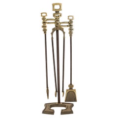 Outils de cheminée en bronze des années 1960