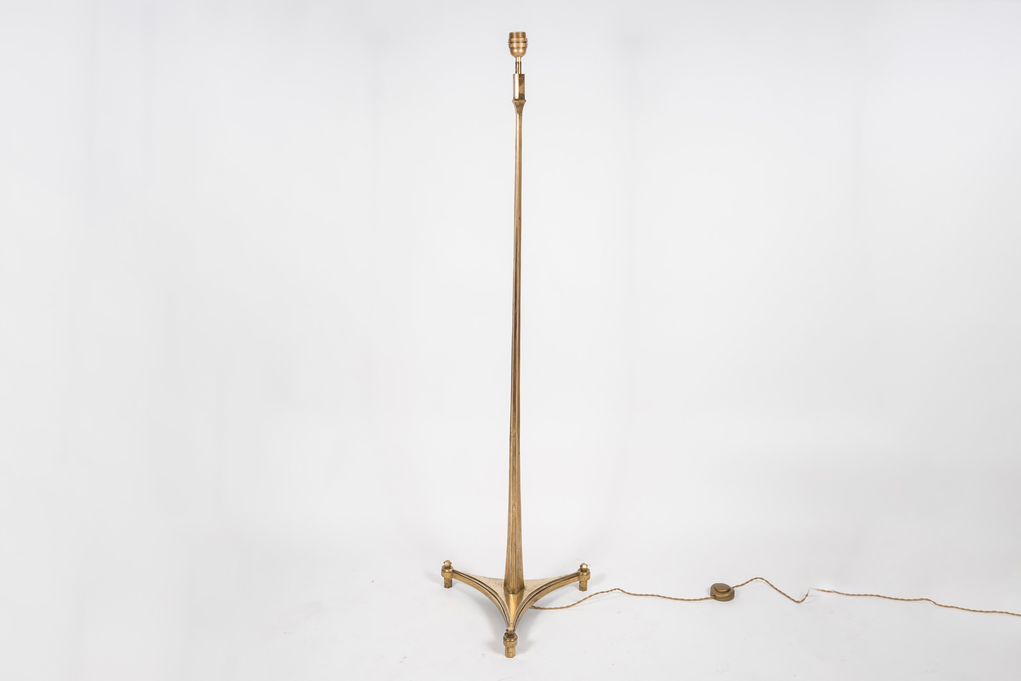 1960s Bronze Floor Lamp by Maison Delisle In Good Condition For Sale In Bois-Colombes, FR